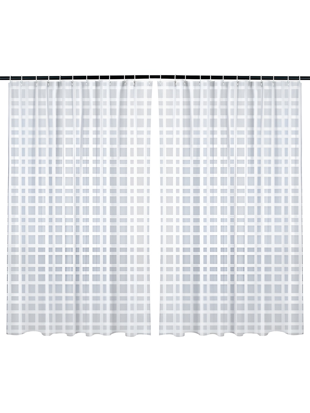 

Kuber Industries 2 Pieces White & Grey Self Check Shower Curtains