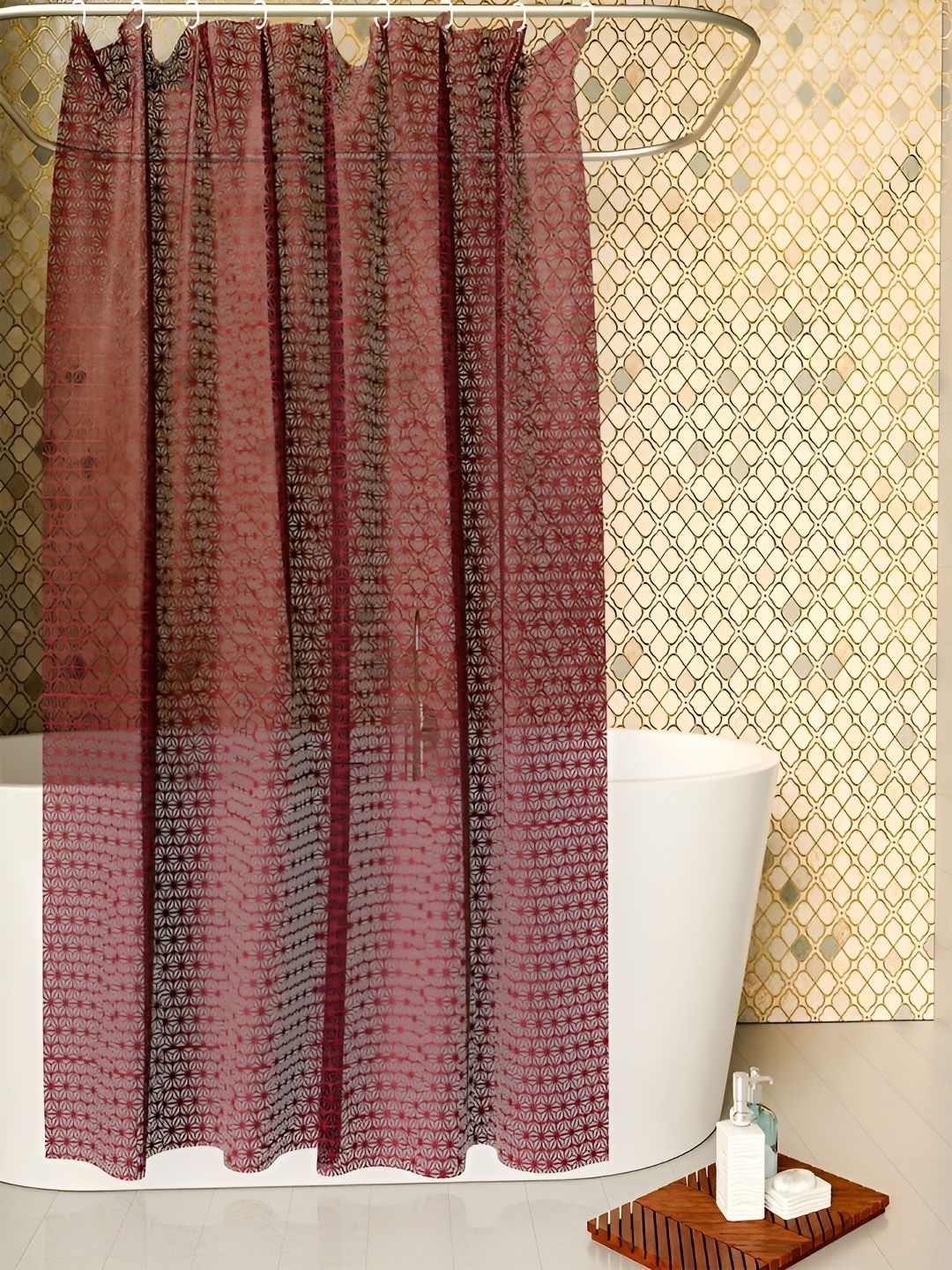 

Kuber Industries Brown Printed Shower Curtains