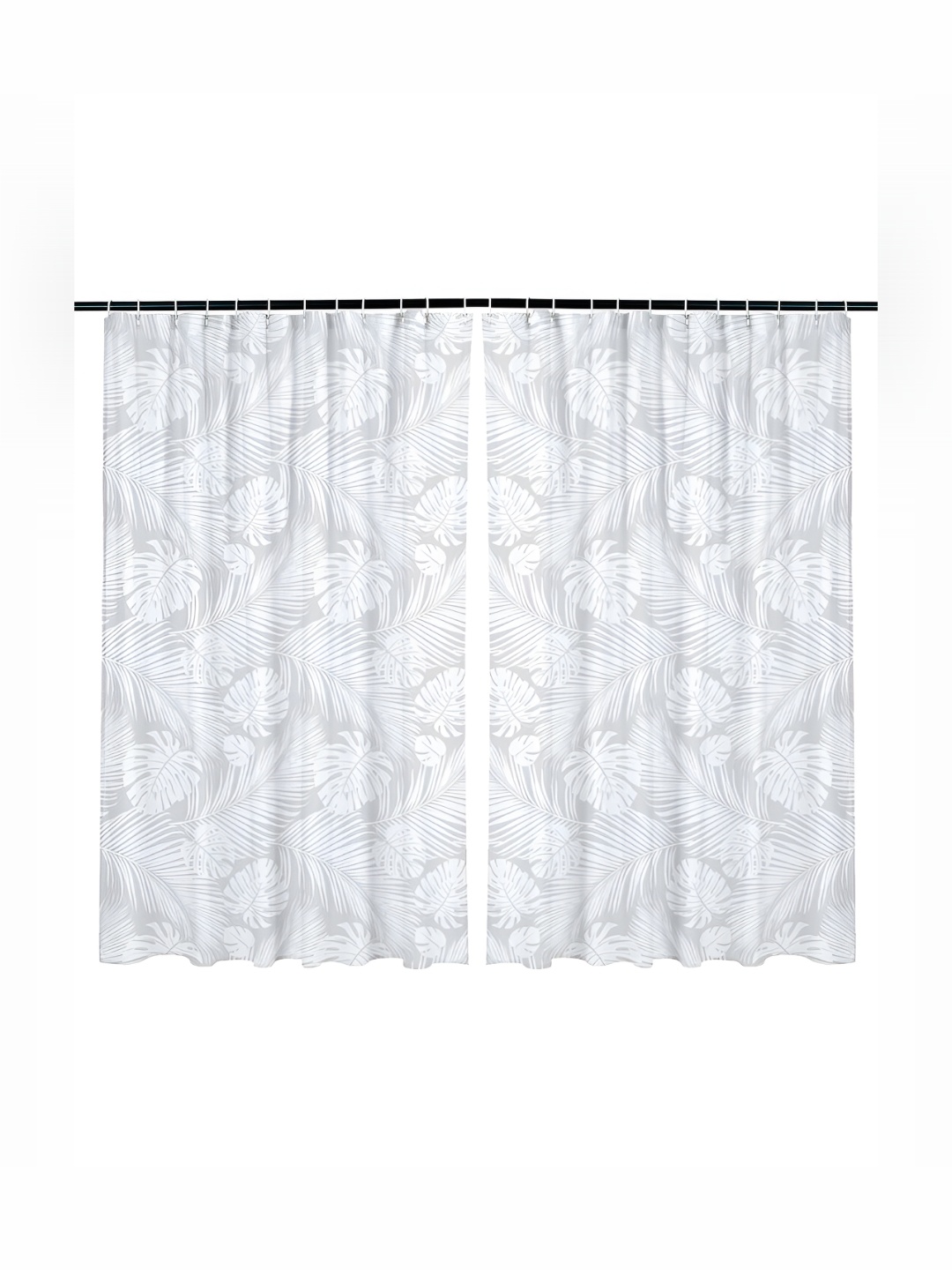 

Kuber Industries 2 Pieces White Printed Shower Curtains