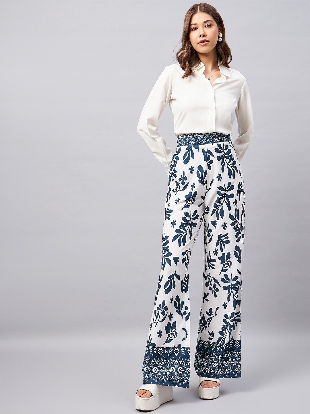 

Orchid Blues Shirt With Flared Trousers Co-Ords, White