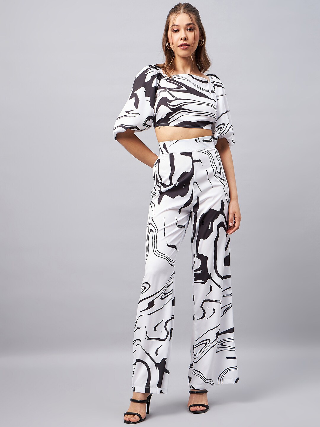 

Orchid Blues Printed Top & Trouser Co-Ord Set, White