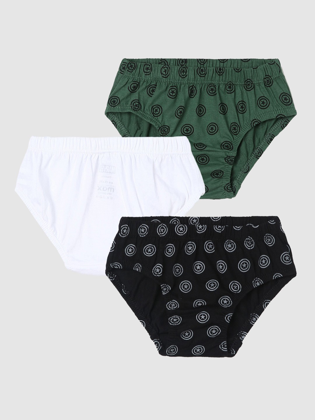 

max Boys Pack Of 3 Printed Mid-Rise Cotton Basic Briefs 1000013023446, White