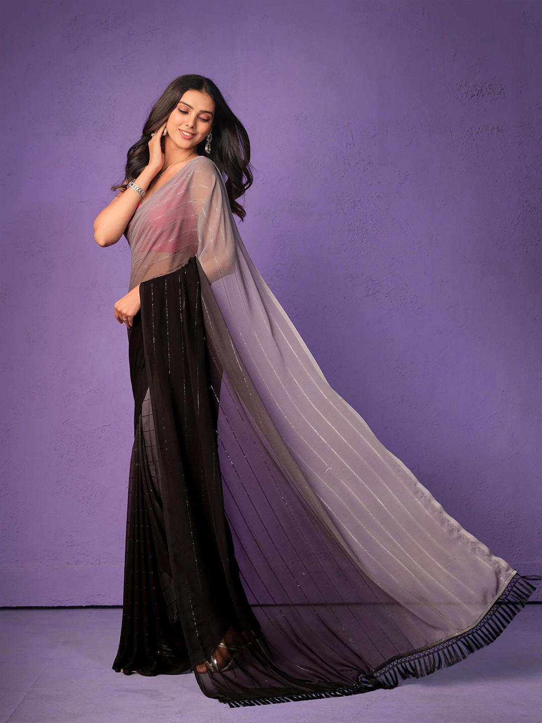 

Sangria Ombre Dyed Saree, Grey
