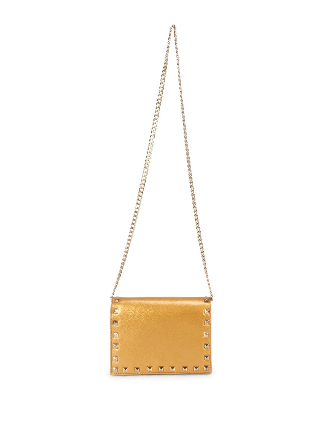 

PERKED Embellished Leather Structured Sling Bag, Gold