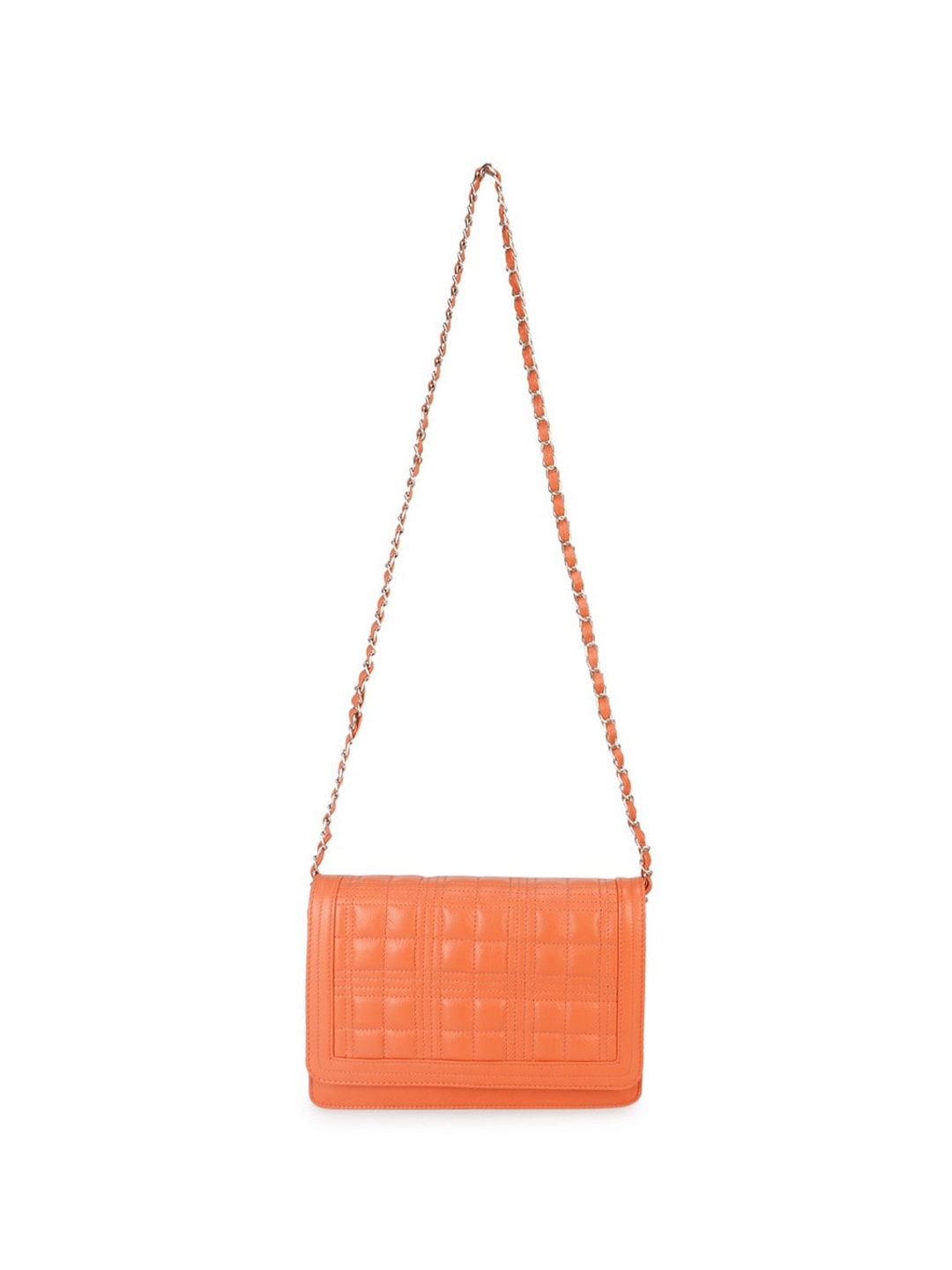 

PERKED Leather Self Design Swagger Sling Bag, Coral