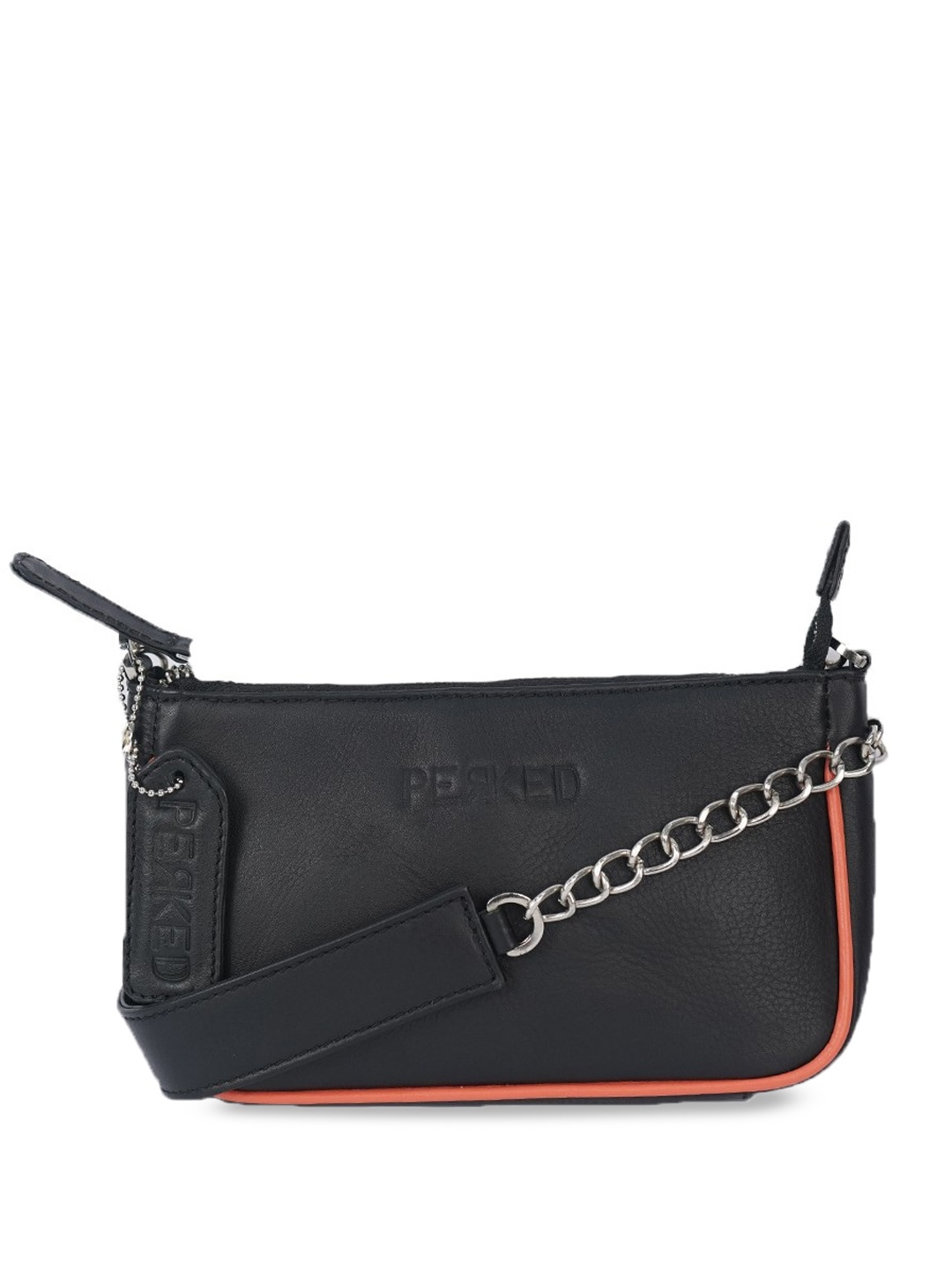 

PERKED Leather Swagger Sling Bag, Black