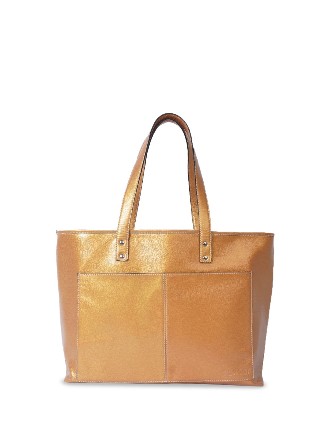 

PERKED Leather Structured Shoulder Bag, Gold