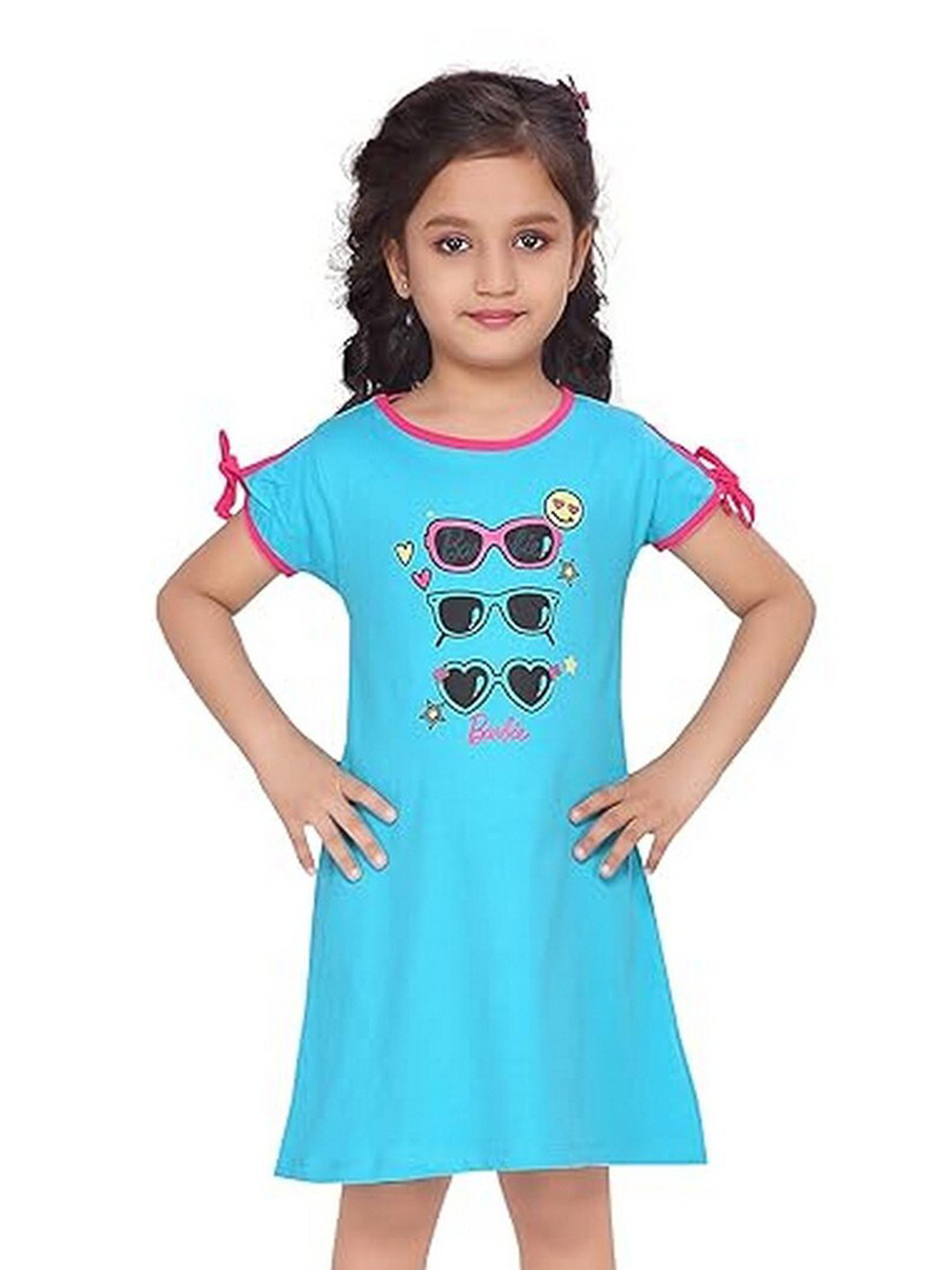 

Barbie Girls Printed Pure Cotton Nightdress, Teal