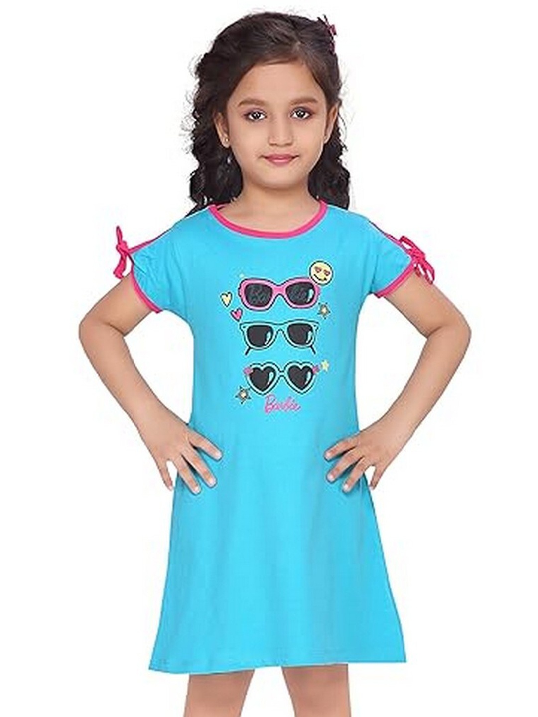 

Barbie Girls Printed Pure Cotton Nightdress, Blue