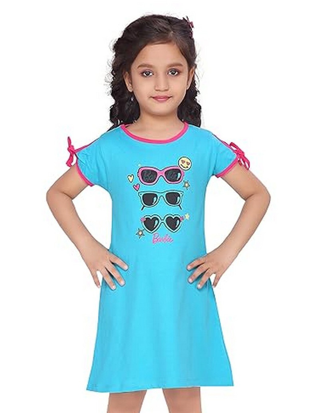 

Barbie Girls Printed Pure Cotton Nightdress, Teal