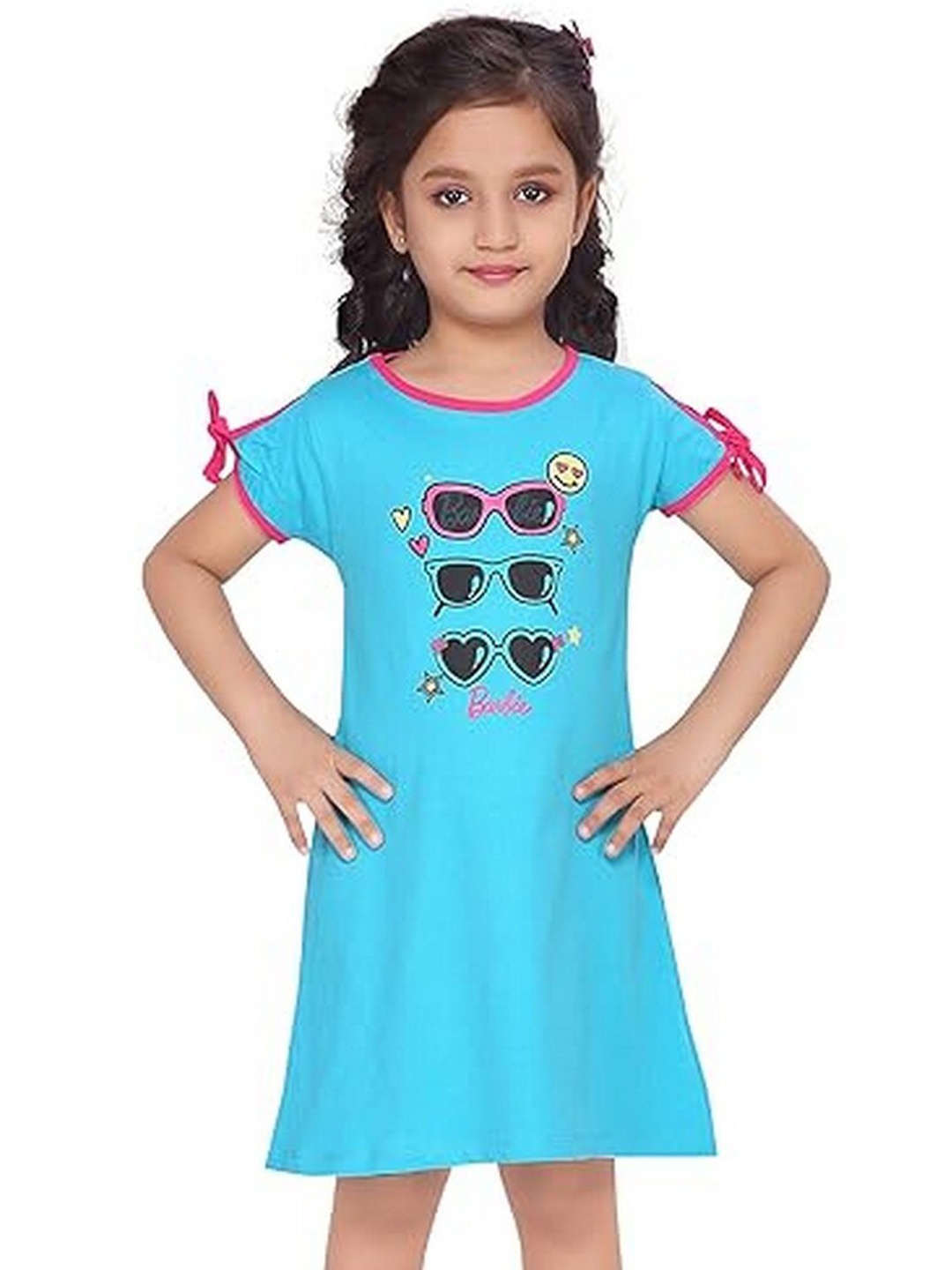 

Barbie Girls Printed Pure Cotton Nightdress, Teal
