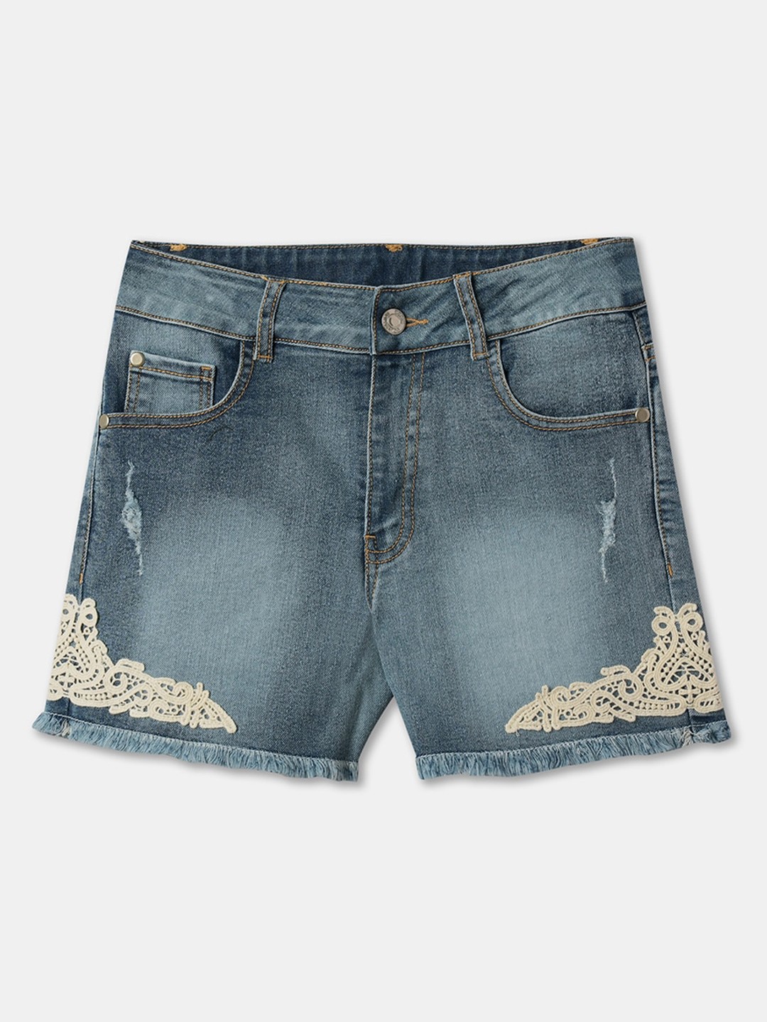 

R&B Girls Washed Denim Shorts Technology, Blue