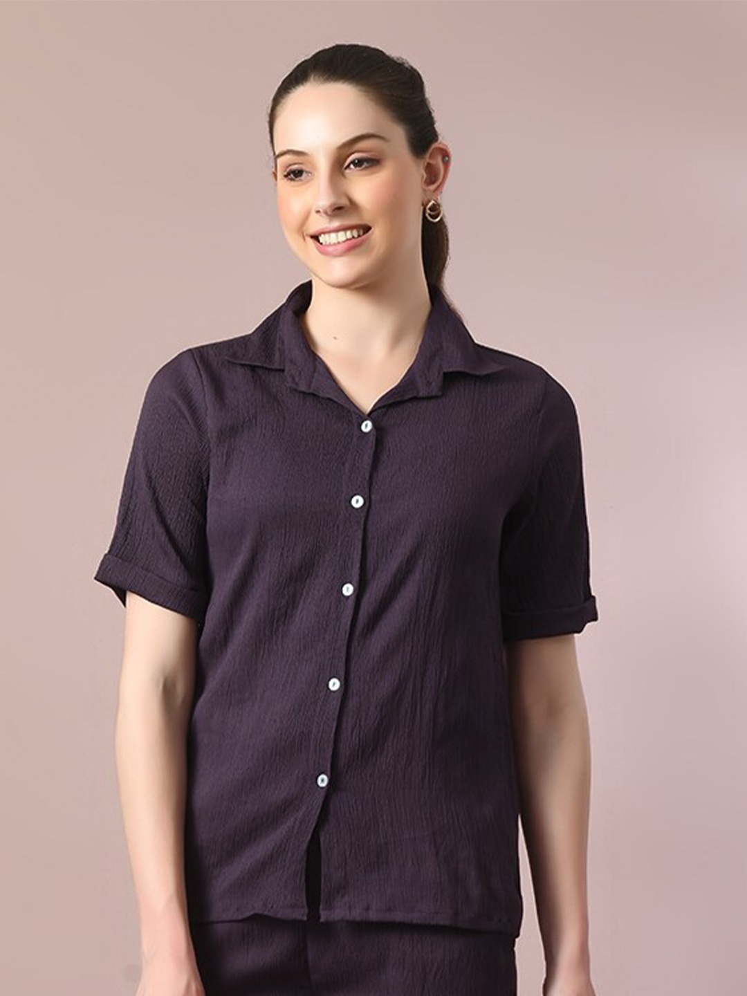 

Myshka Women Smart Opaque Casual Shirt, Violet