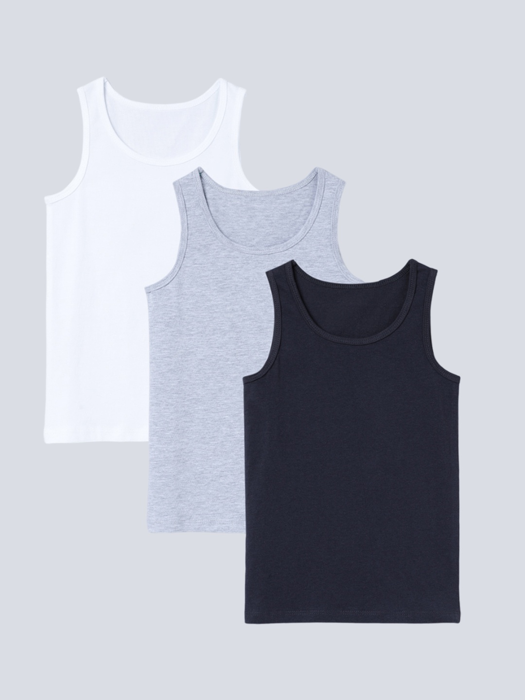 

Charm n Cherish Boys Pack Of 3 Pure Cotton Innerwear Vests, Grey