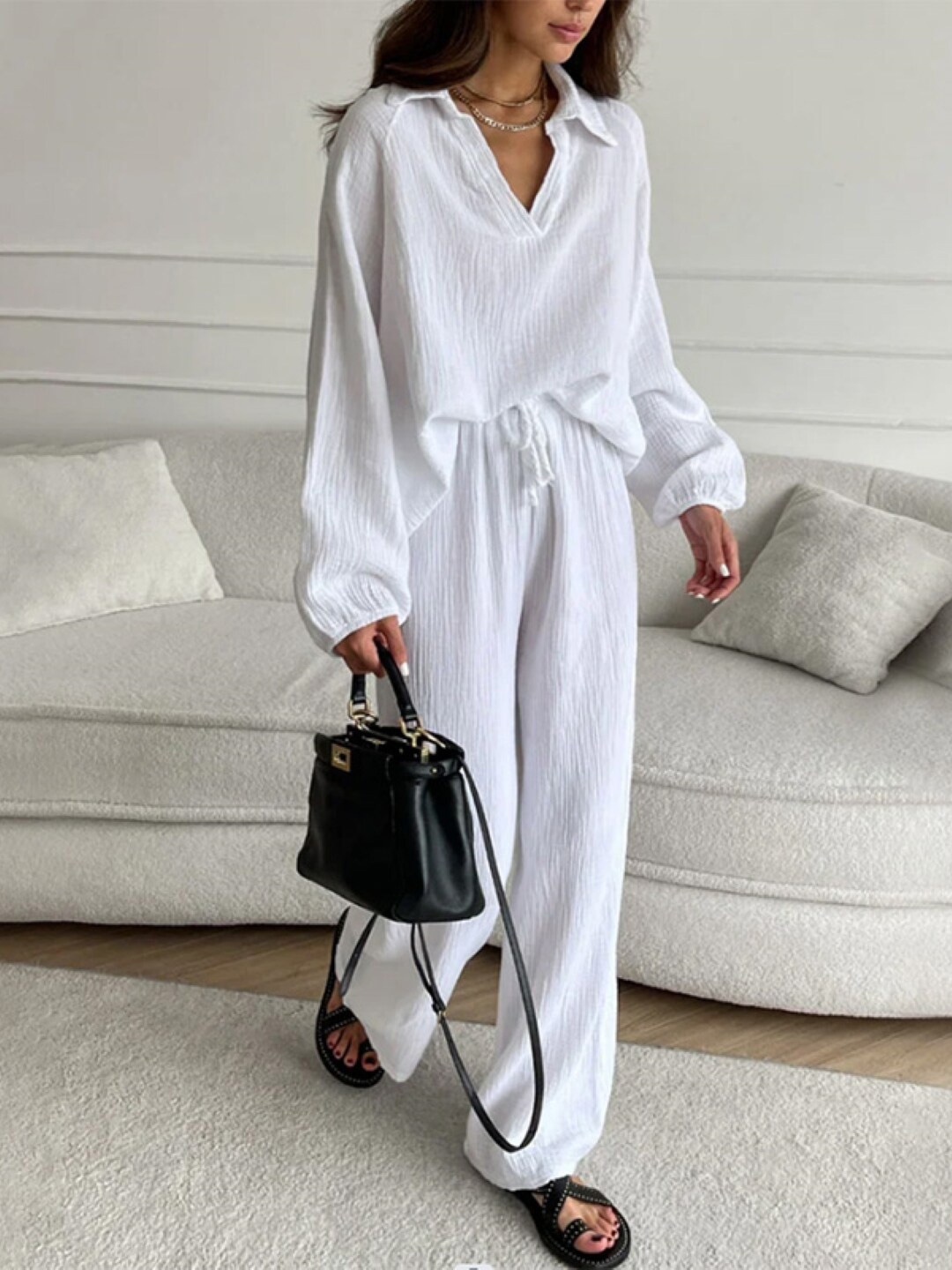 

StyleCast White Shirt Collar Top & Trousers