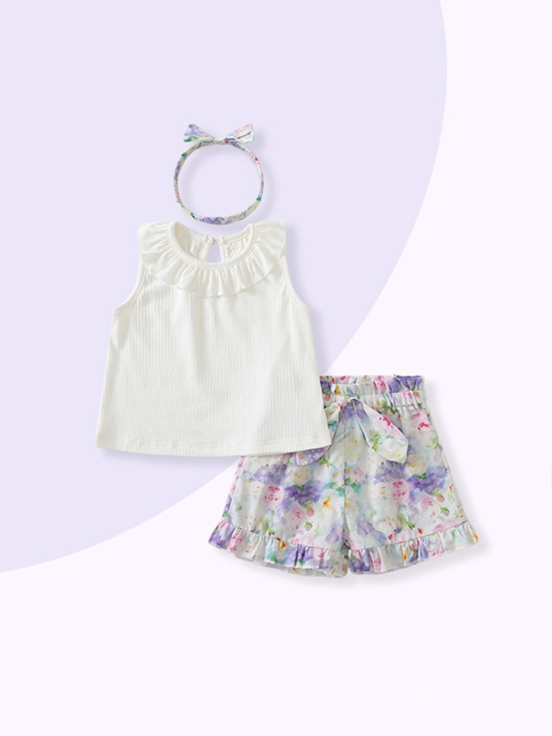 

StyleCast Girls White & Purple Top with Shorts