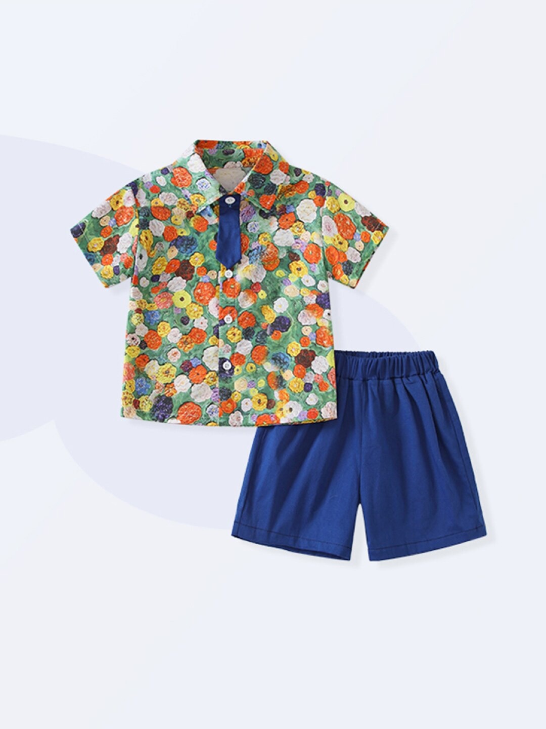 

StyleCast Girls Blue & White Printed Top with Shorts, Orange