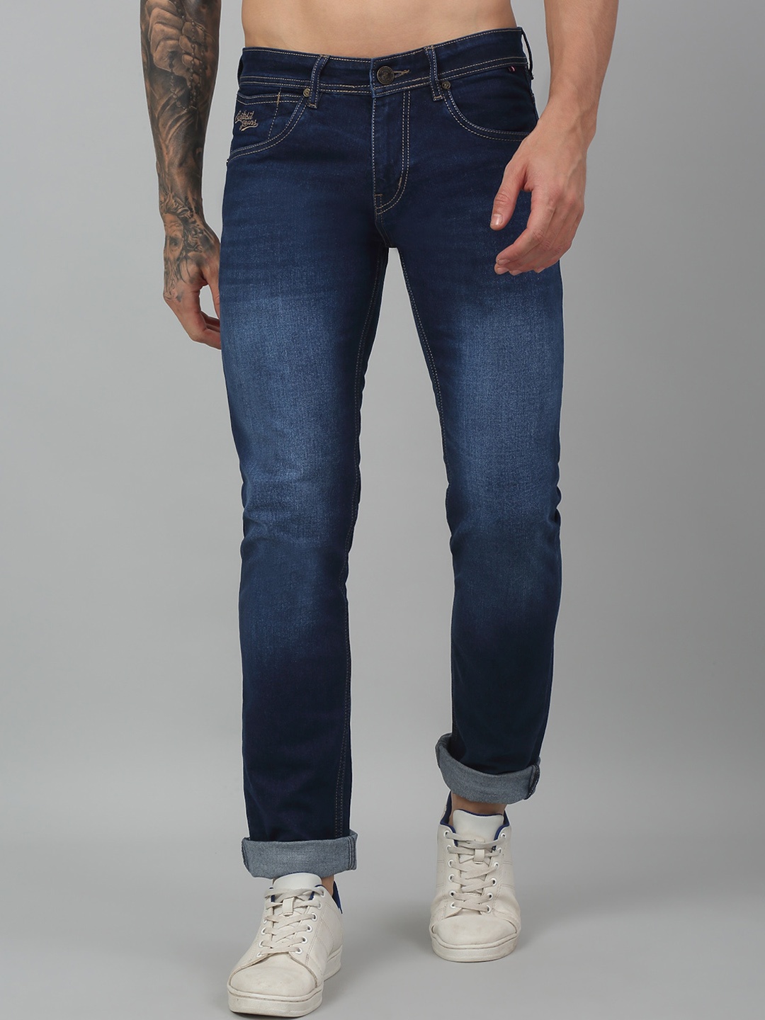 

Cantabil Men Comfort Light Fade Stretchable Jeans, Blue