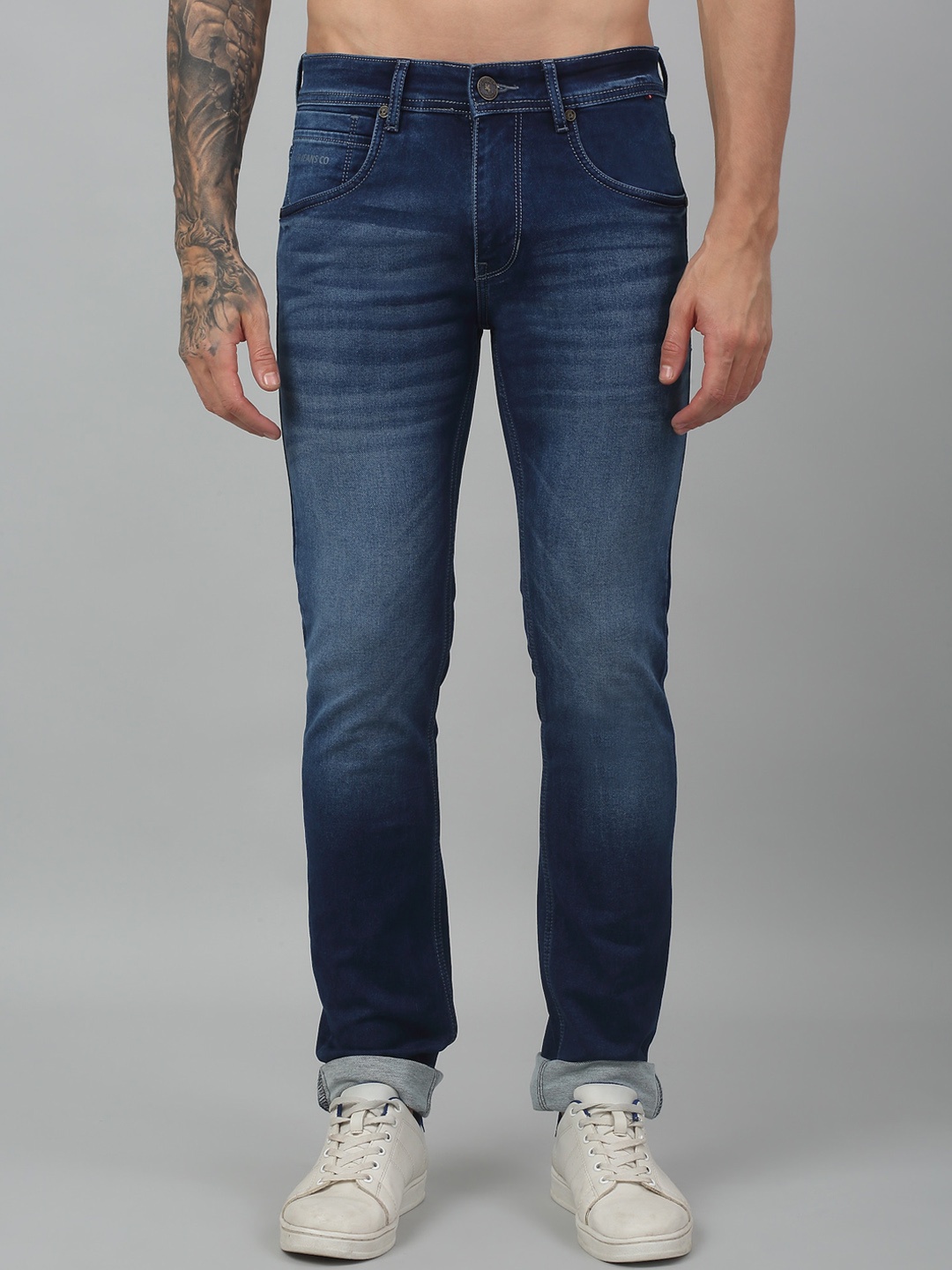 

Cantabil Men Comfort Light Fade Stretchable Jeans, Blue