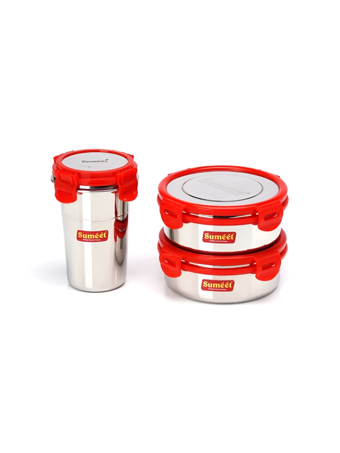 

Sumeet Red Stainless Steel Dishwasher Safe Lunch Box