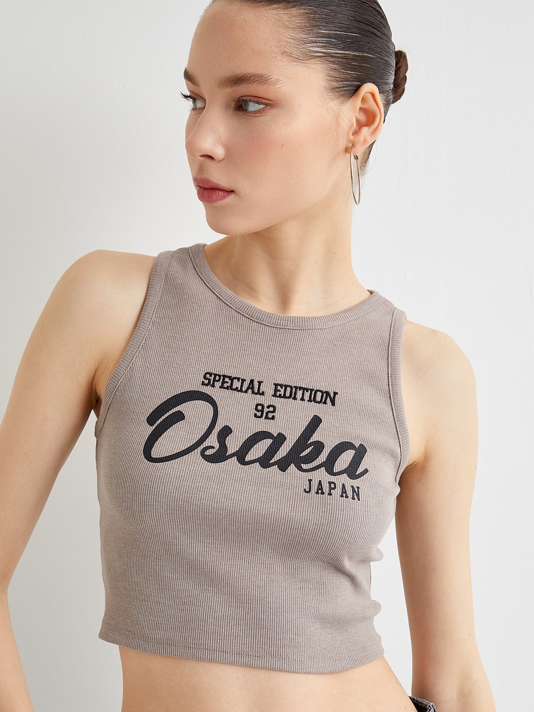

Koton Print Crop Top, Grey