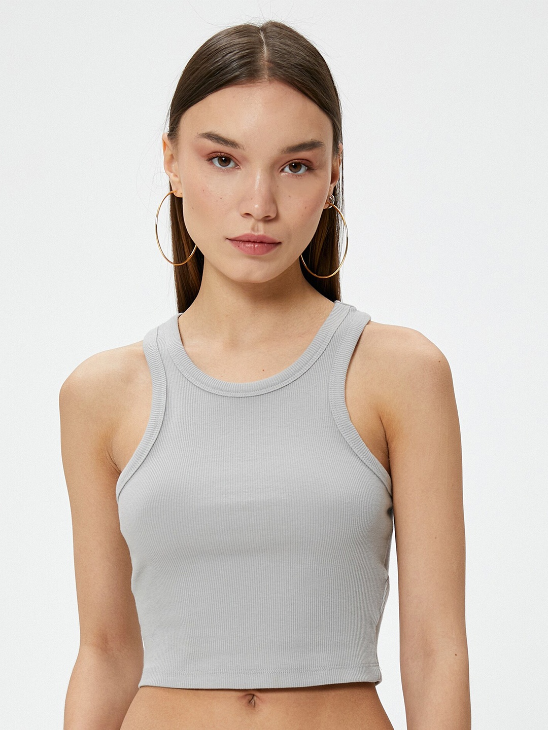 

Koton Cotton Crop Top, Grey