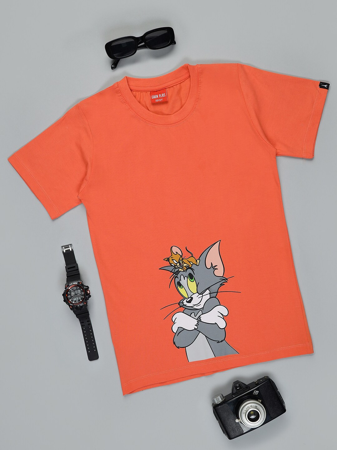 

Gavin Paris Boys Printed V-Neck Pure Cotton Bio Finish Applique T-shirt, Red