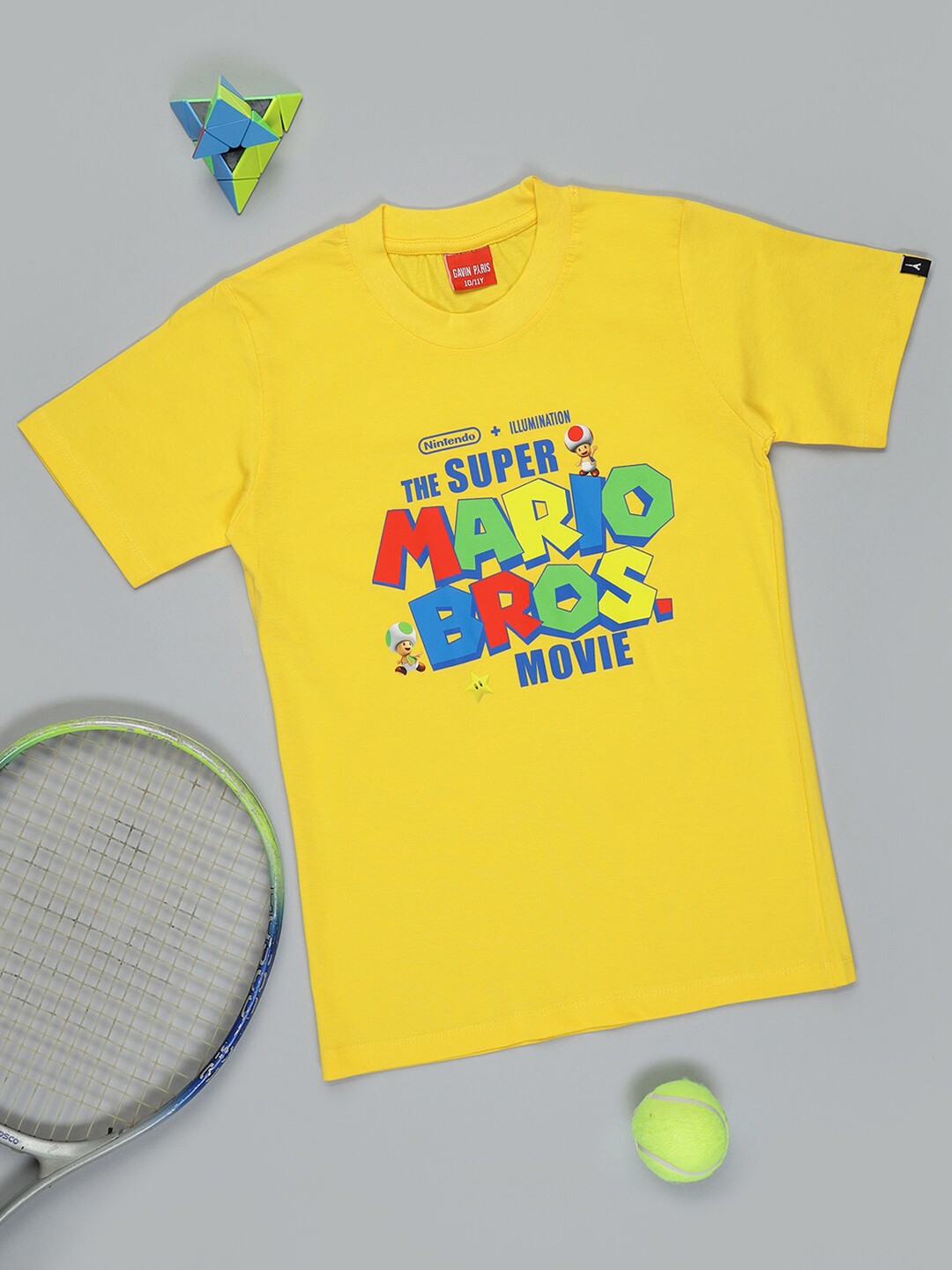

Gavin Paris Boys Printed V-Neck Pure Cotton Bio Finish Applique T-shirt, Gold
