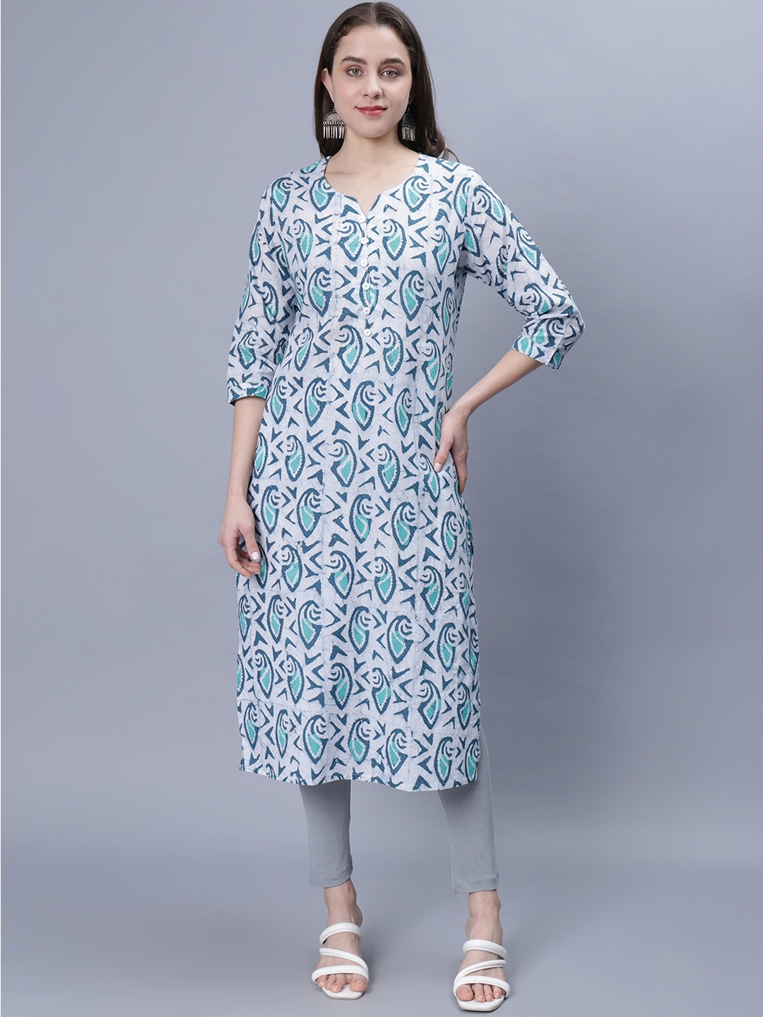 

NIGHTSPREE Women Ethnic Motifs Printed Kurta, Blue