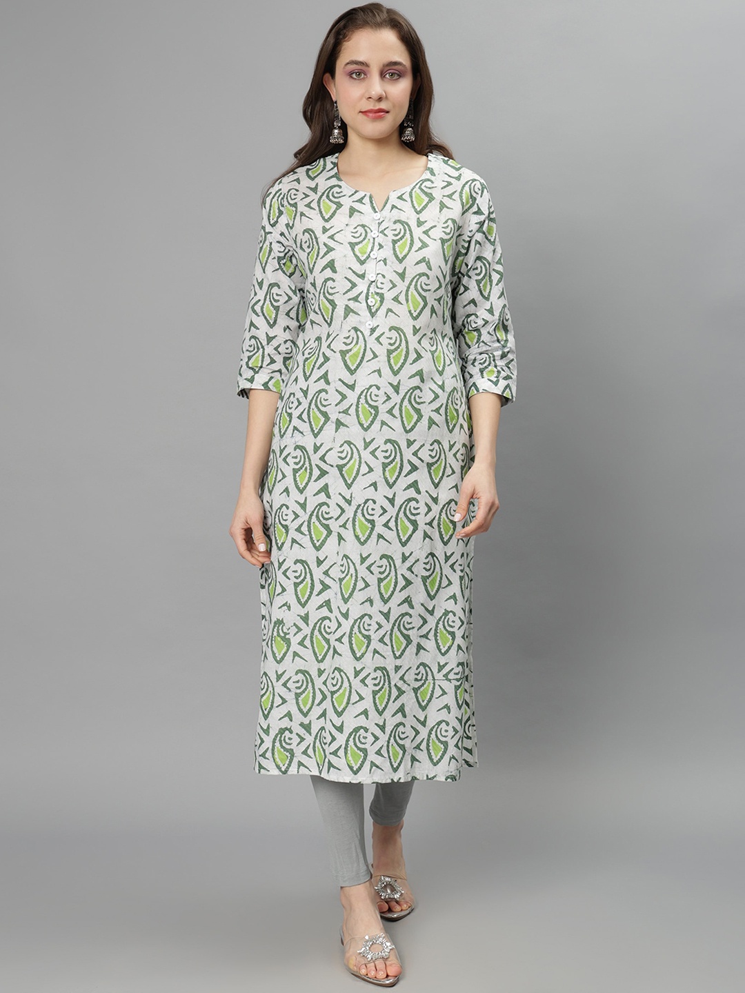 

NIGHTSPREE Women Ethnic Motifs Printed Kurta, Green