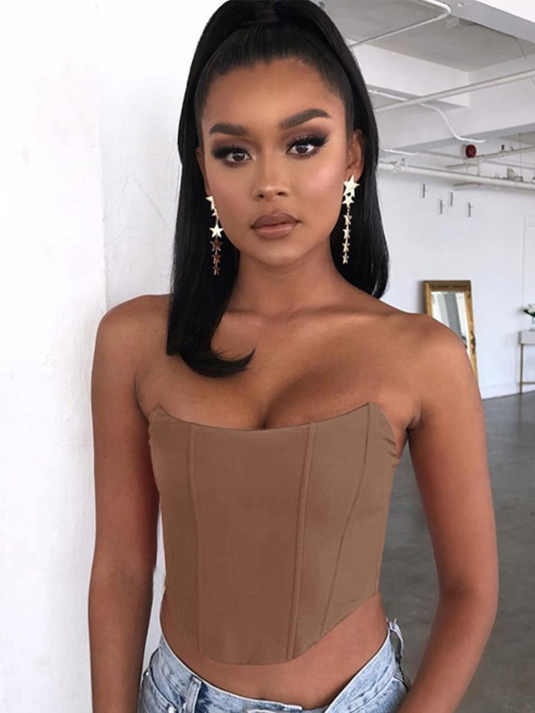 

StyleCast Tube Crop Top, Brown