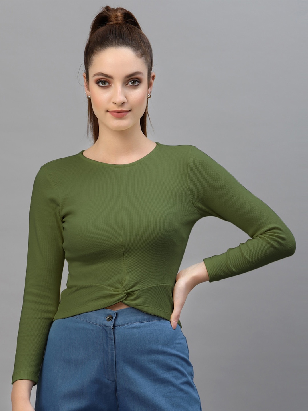 

Friskers Cotton Crop Top, Olive