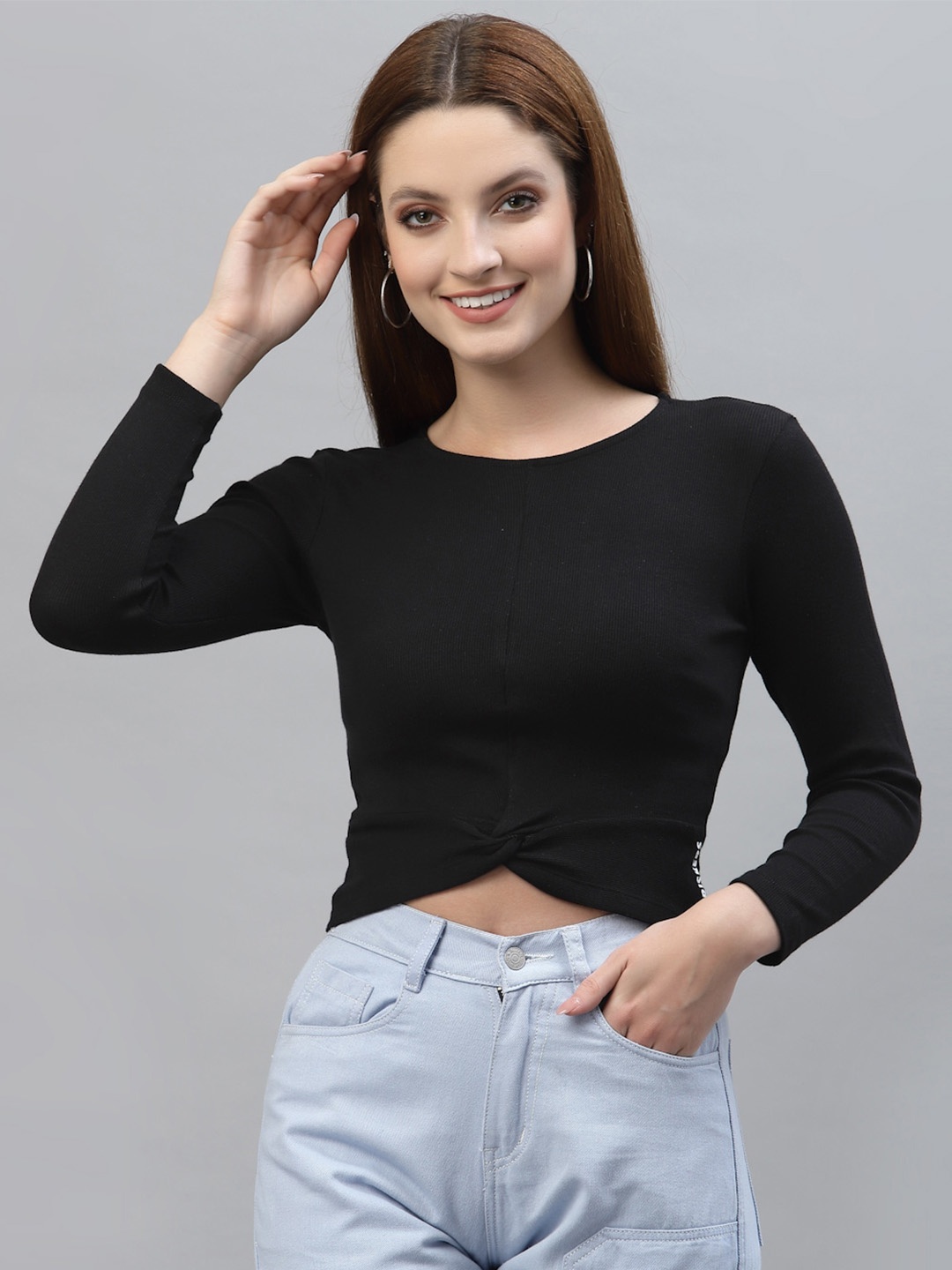 

Friskers Cotton Crop Top, Black