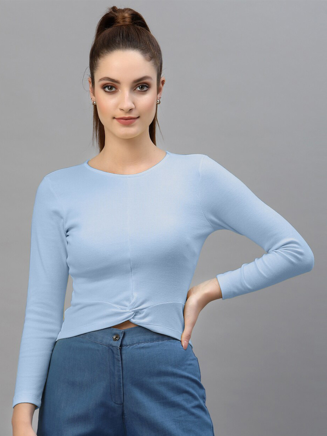 

Friskers Cotton Crop Top, Turquoise blue