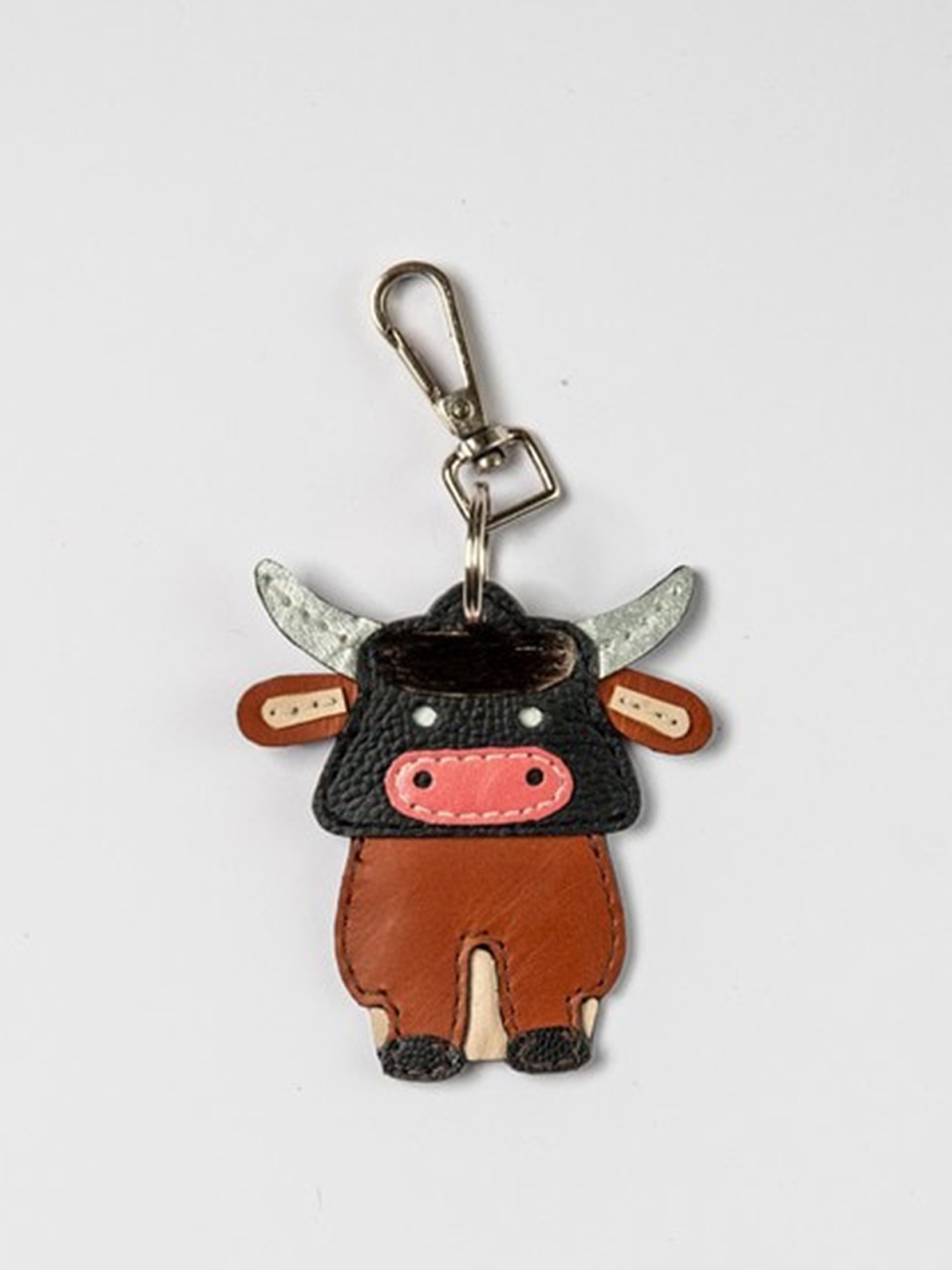 

PERKED Leather Bull Key chain, Brown