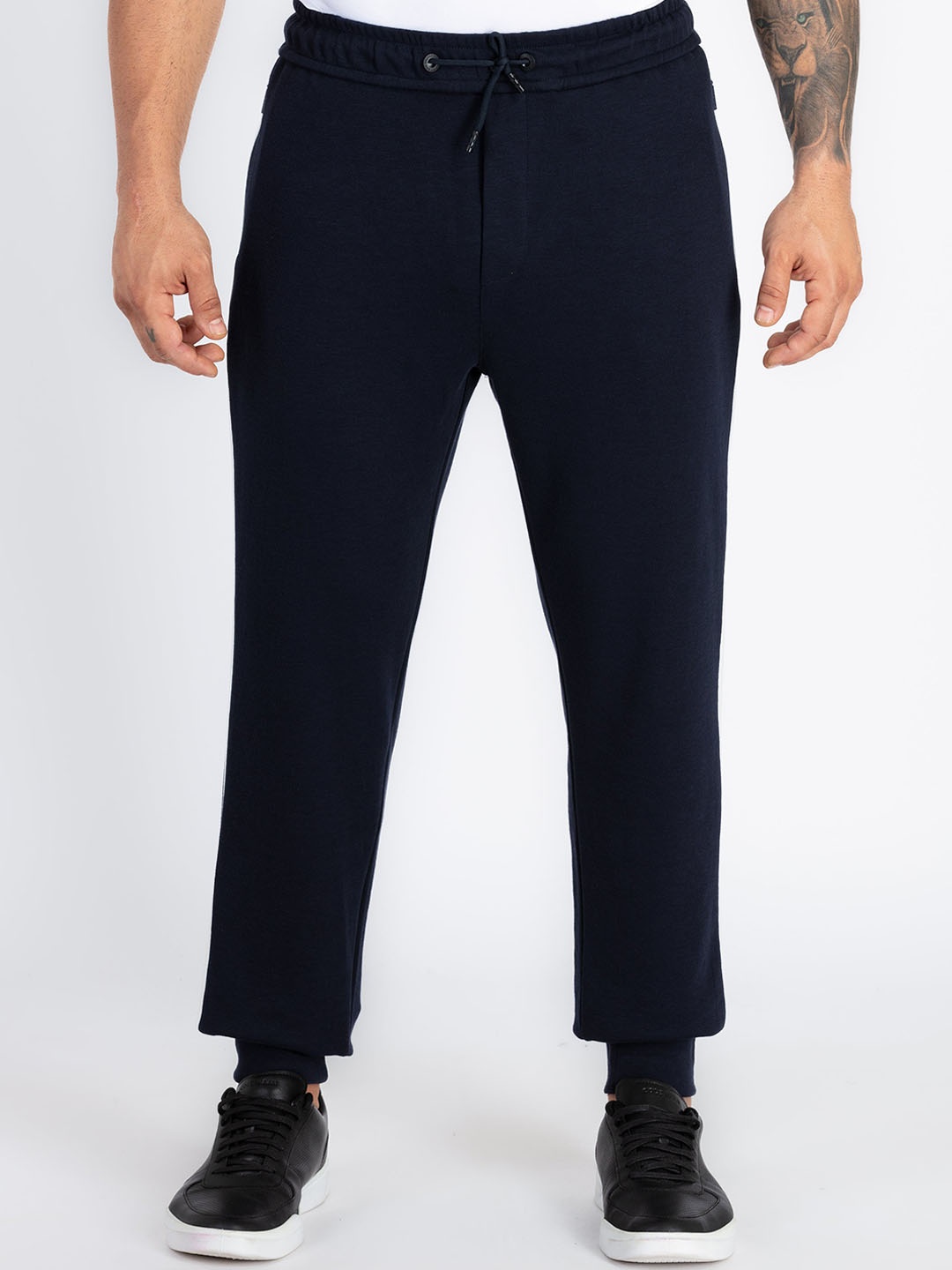 

Status Quo Men Side Pockets Regular Fit Joggers, Black