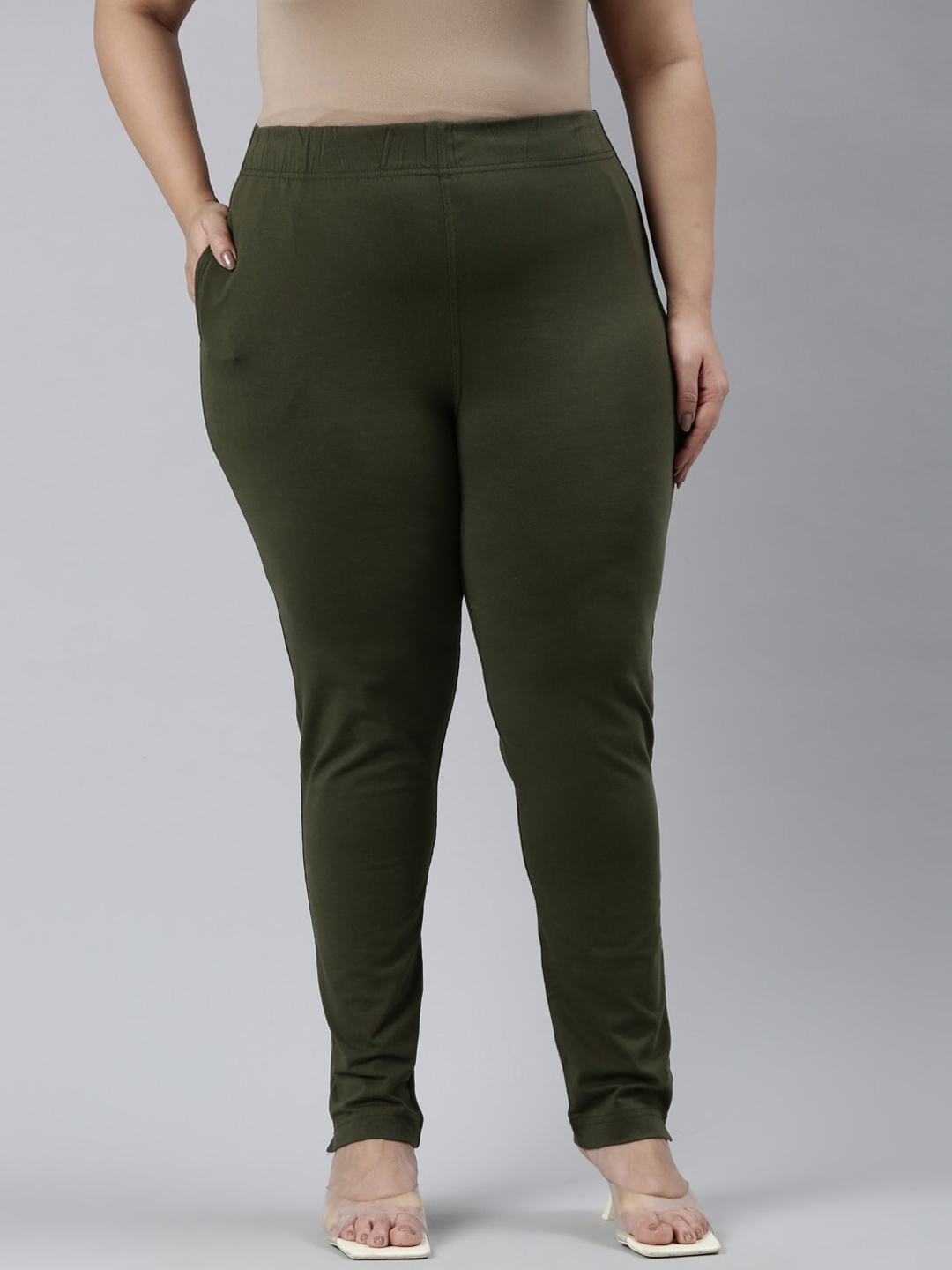 

Go Colors Women Trousers, Olive