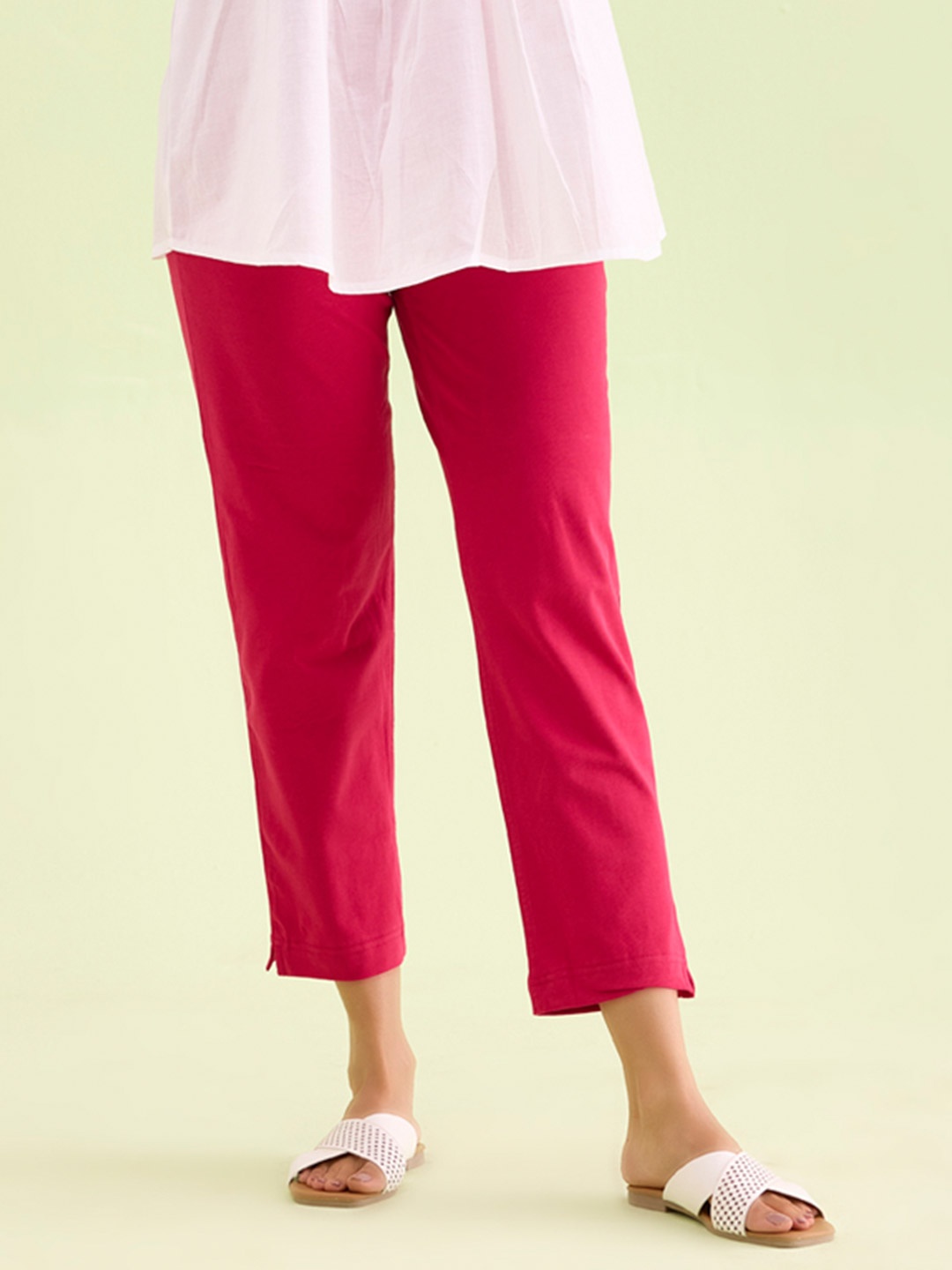Go Colors Women Chinos Trousers, Fuchsia