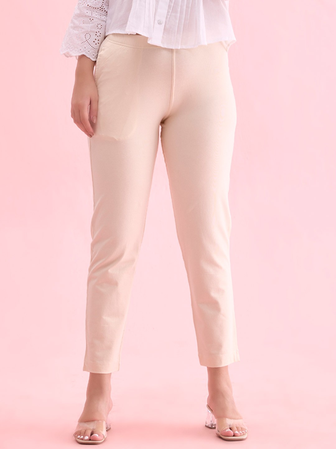

Go Colors Women Trousers, Beige