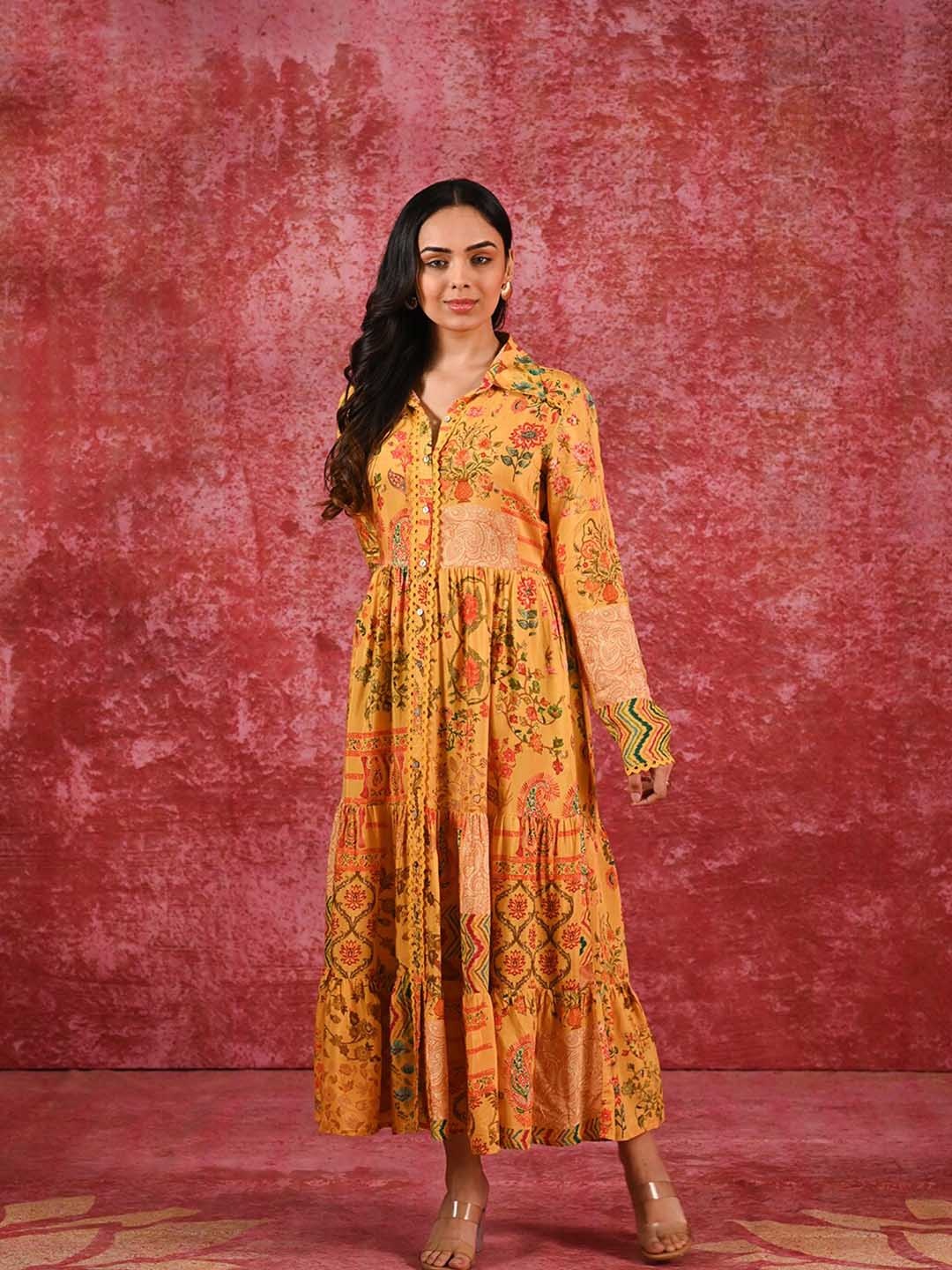 

Lakshita Floral Print Shirt Dress, Yellow