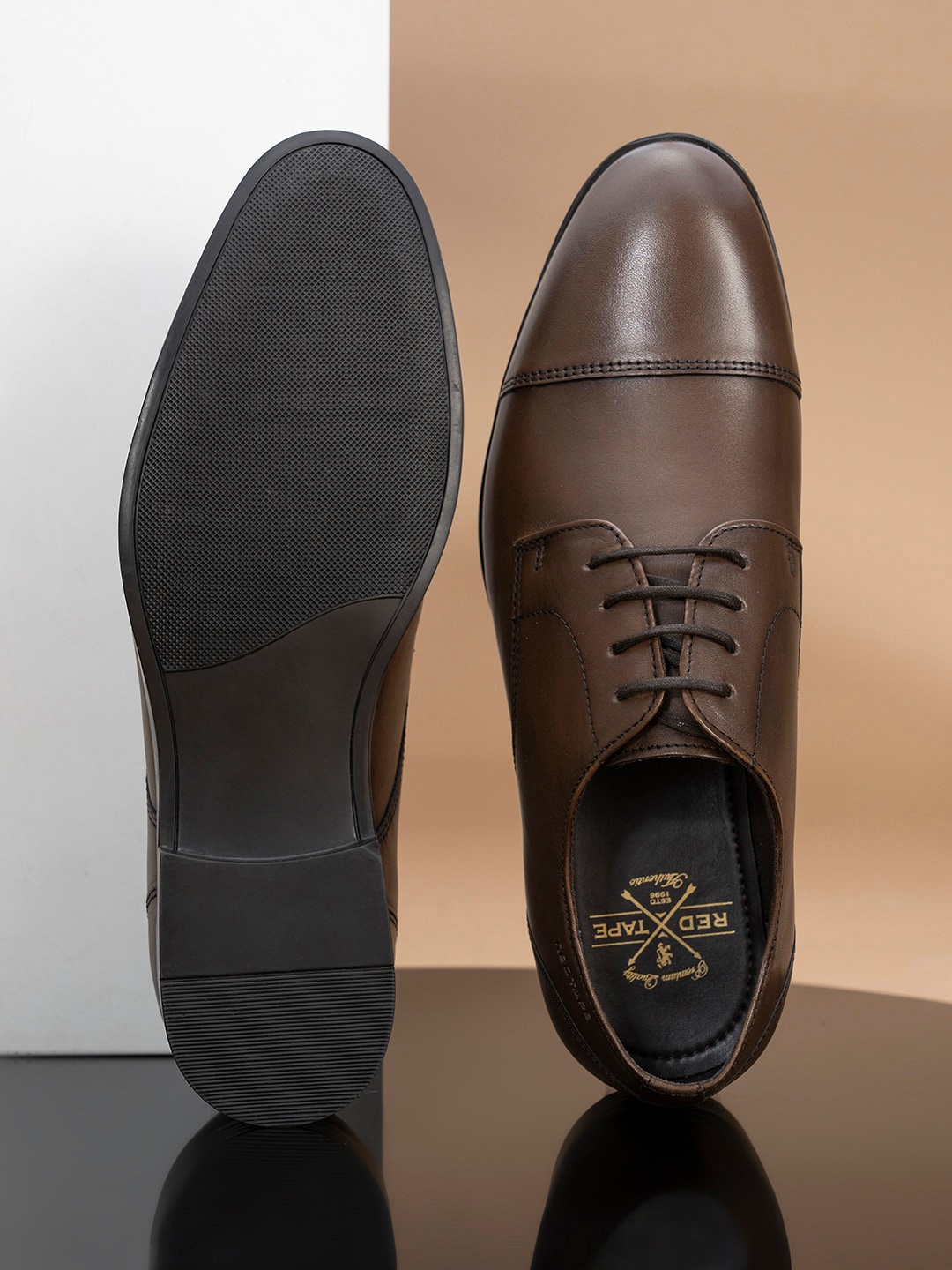 

Red Tape Men Leather Derbys Shoes, Brown