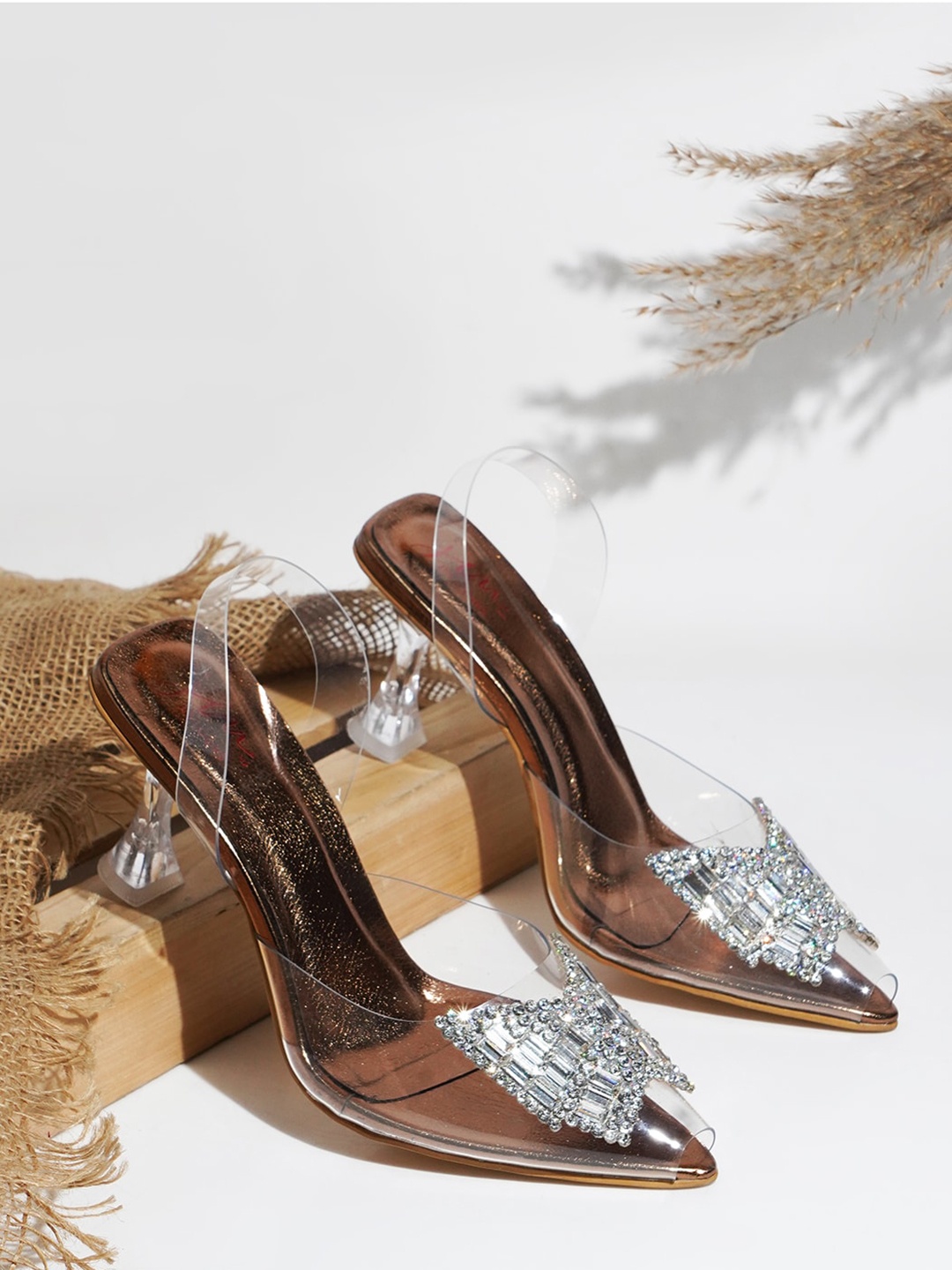 

JM Looks Embellished Kitten Peep Toes, Copper