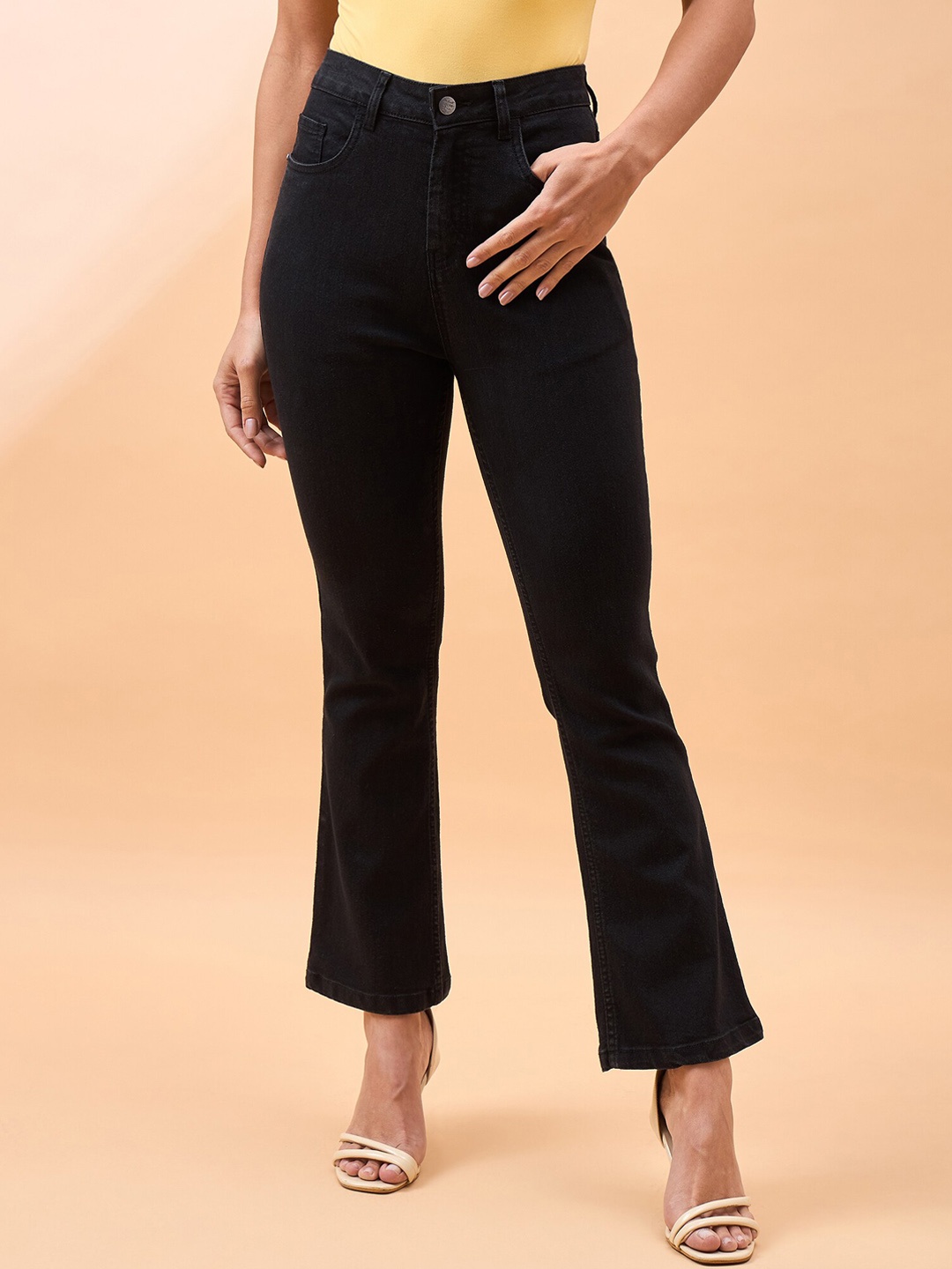 

all about you Women Comfort Bootcut High-Rise Stretchable Jeans, Black
