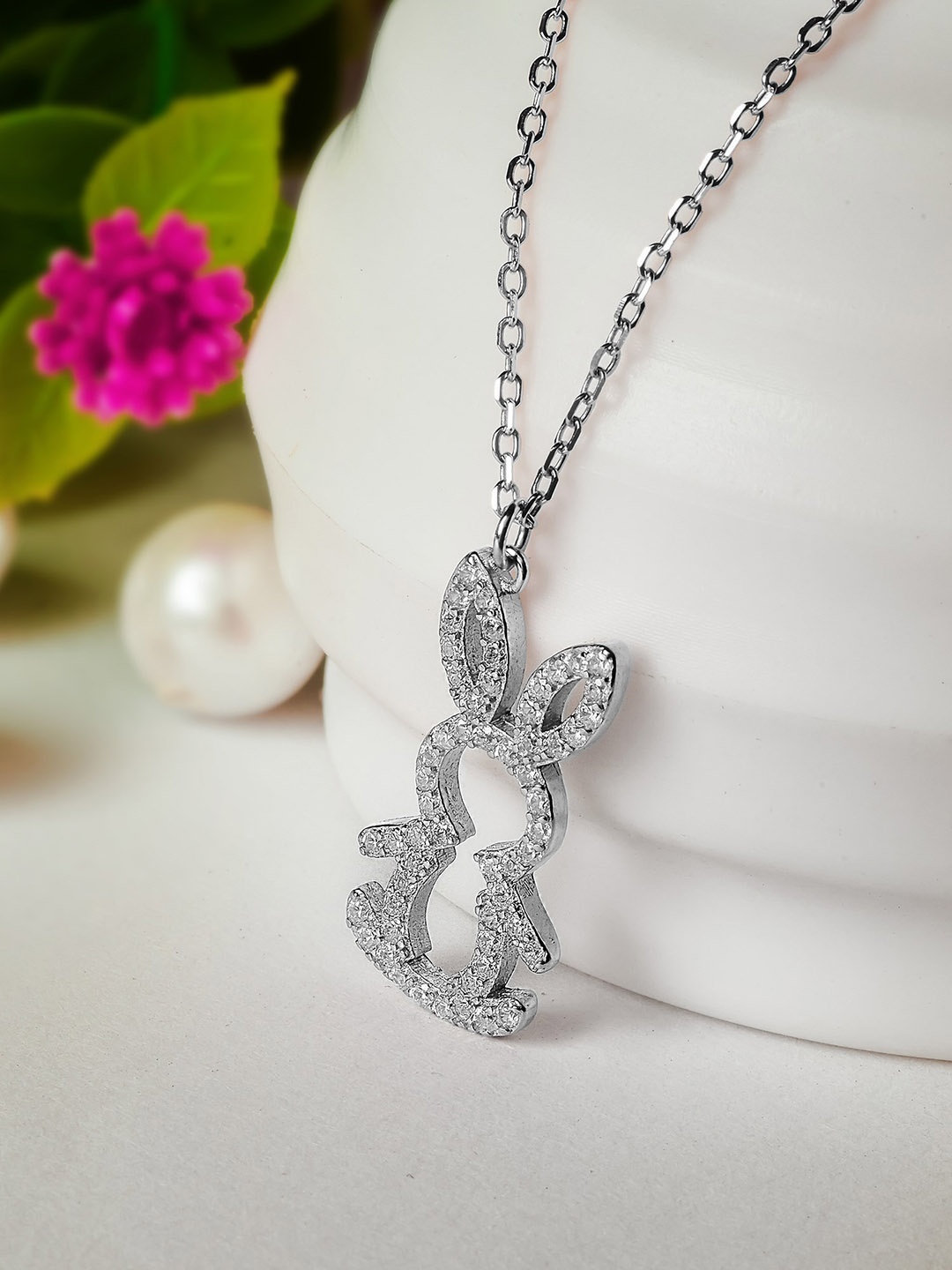 

SILBERRY 92.5 Sterling Silver Rhodium-Plated Pendant With Chain