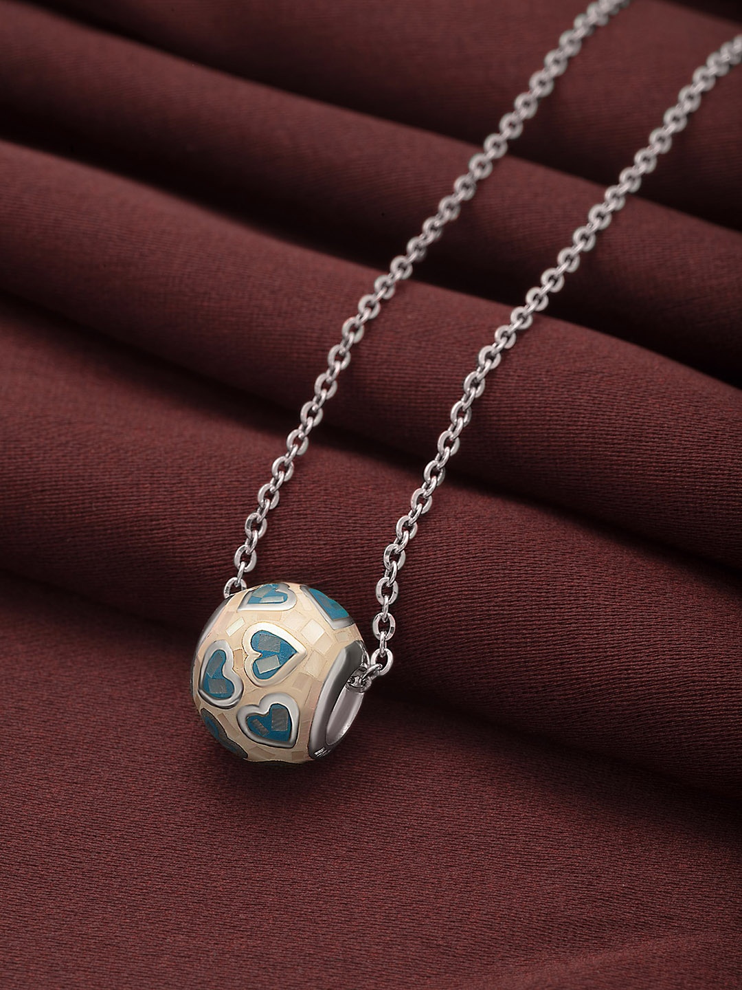 

SILBERRY 925 Sterling Silver Rhodium-Plated Circular Pendant with Chain