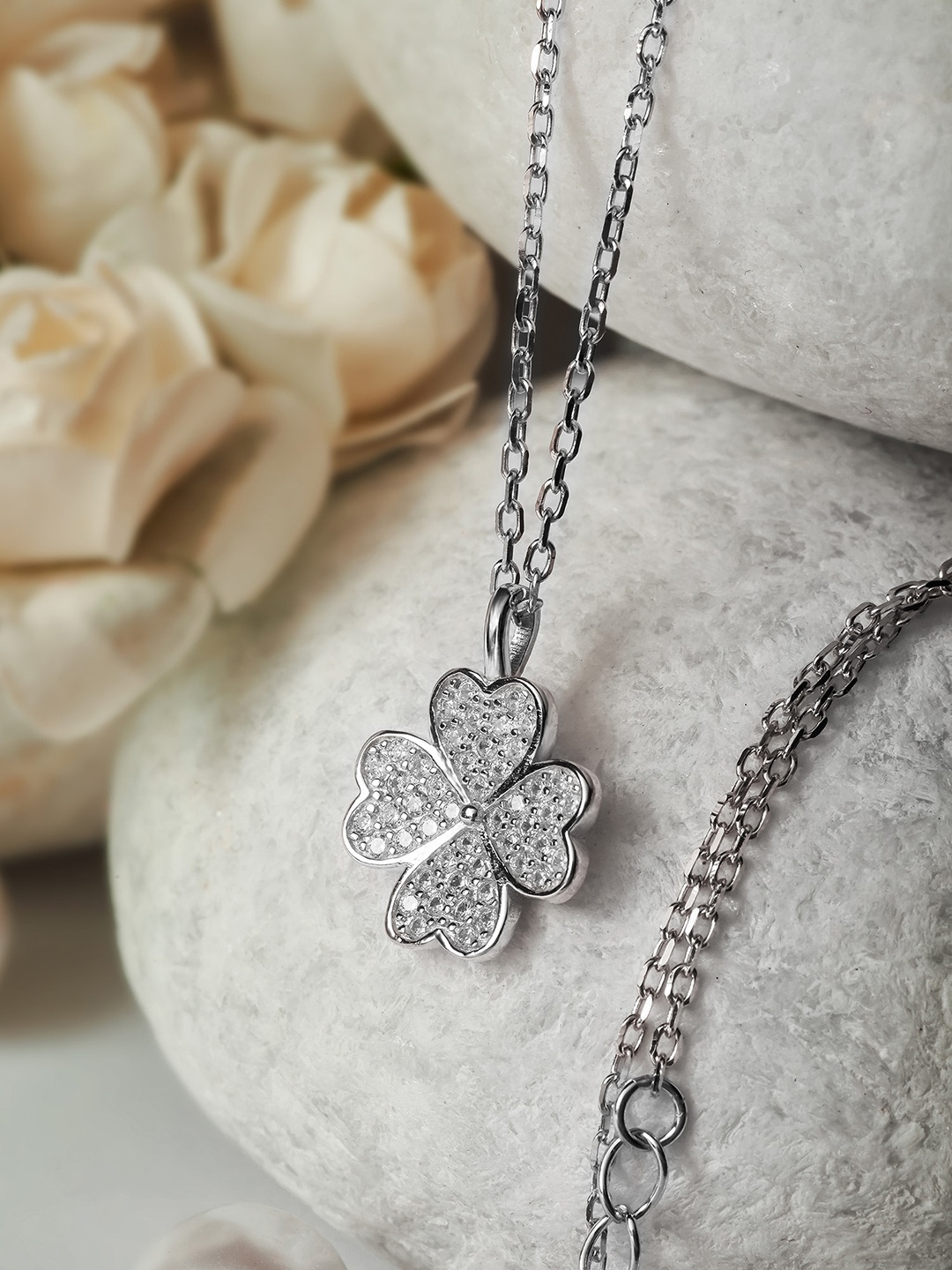 

SILBERRY 92.5 Sterling Silver Rhodium-Plated Pendant With Chain