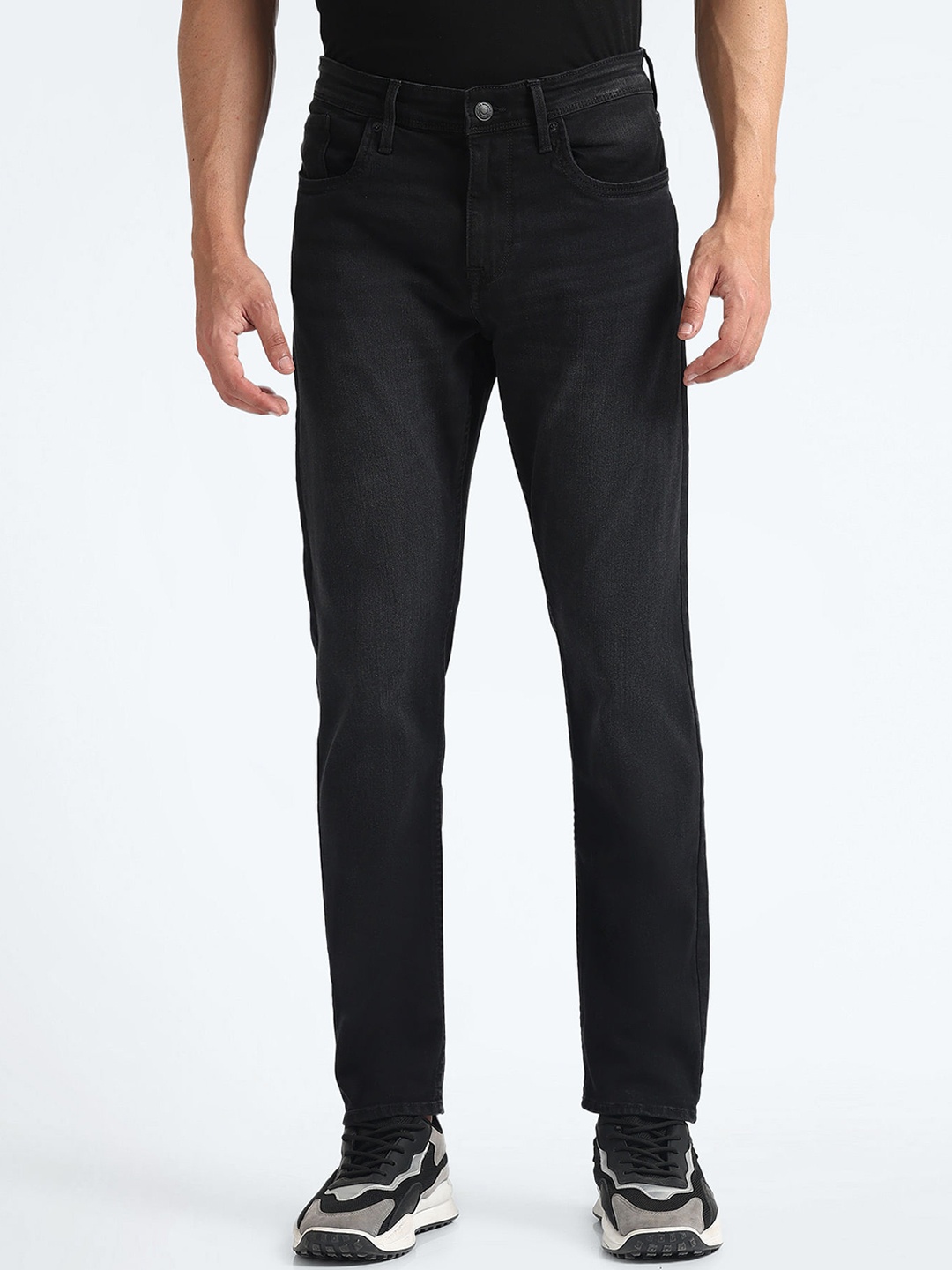 

Flying Machine Men Tapered Fit Stretchable Jeans, Black