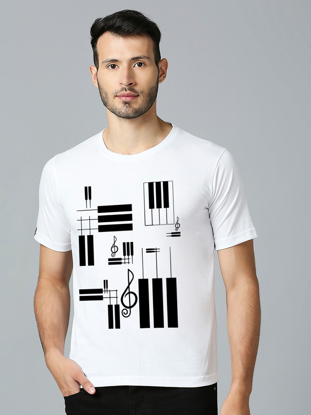 

MOD ECRU Unisex Typography Printed V-Neck T-shirt, White