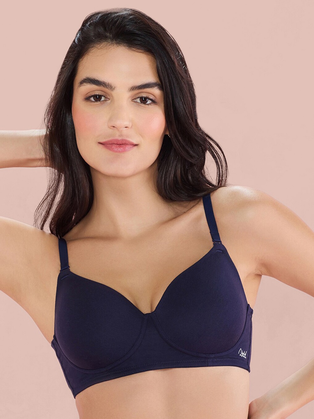 

Nykd By Nykaa Breathe Cotton All Day Comfort Padded Non Wired T-Shirt Bra Nyb198, Navy blue