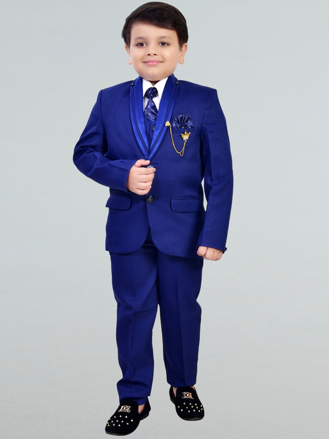 

BT DEZINES Boys 5-Piece Single Breasted Suits, Blue